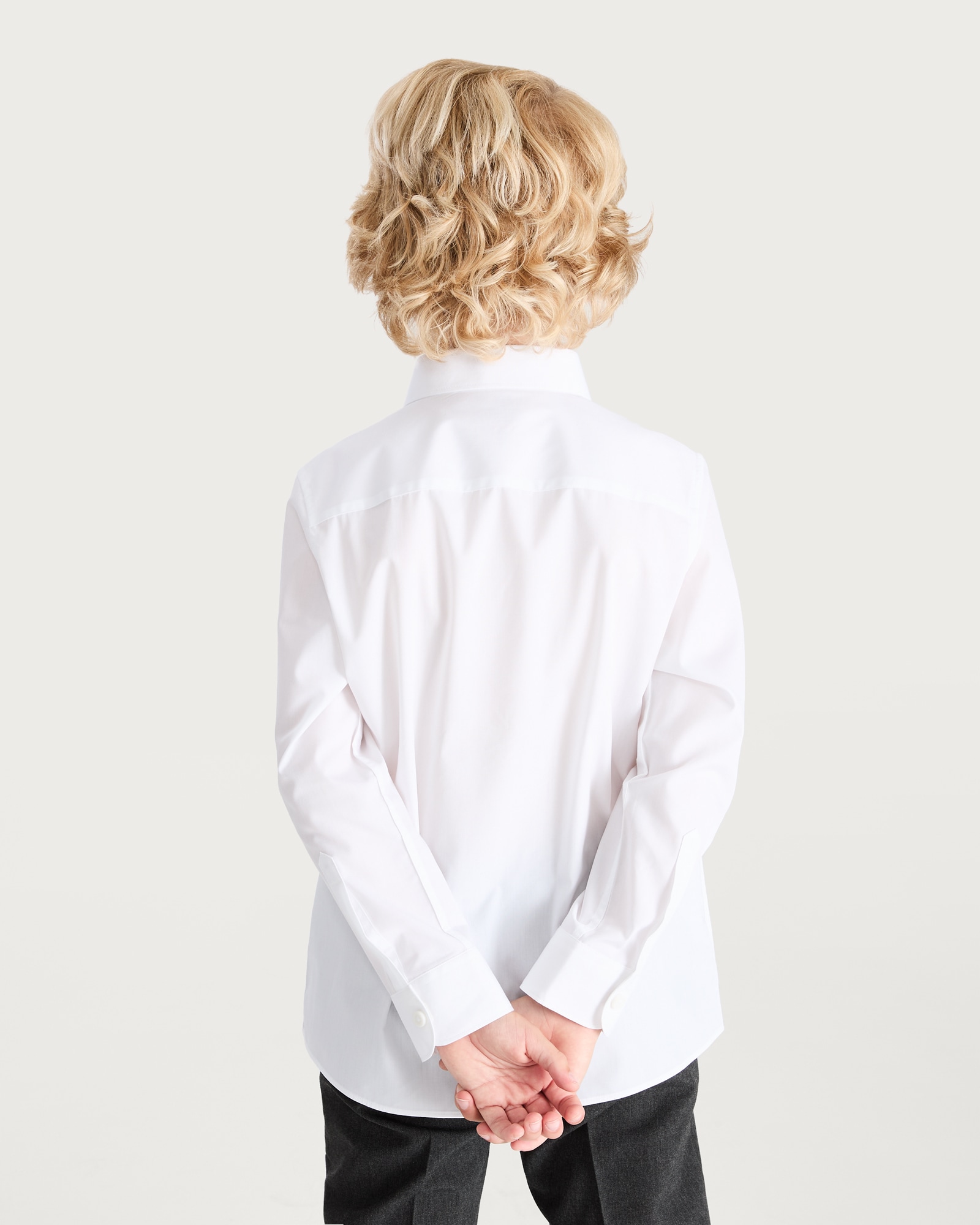 F&F School Boys 3-Pack Cotton Blend Dressing Made Easy Long Sleeved Shirts in White thumbnail 3