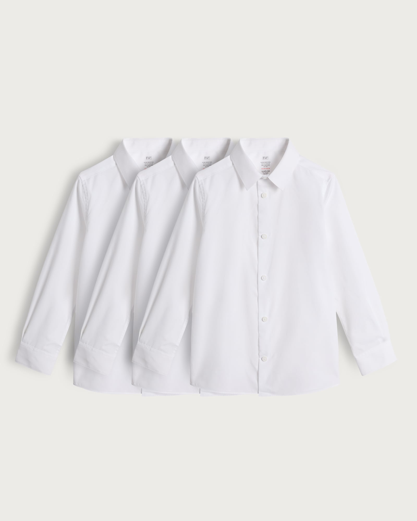 F&F School Boys 3-Pack Cotton Blend Dressing Made Easy Long Sleeved Shirts in White thumbnail 4