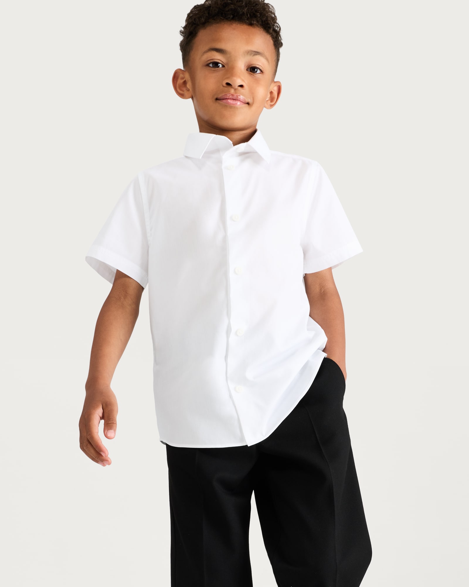 F&F School Boys 3-Pack Dressing Made Easy Short Sleeved Shirts in White