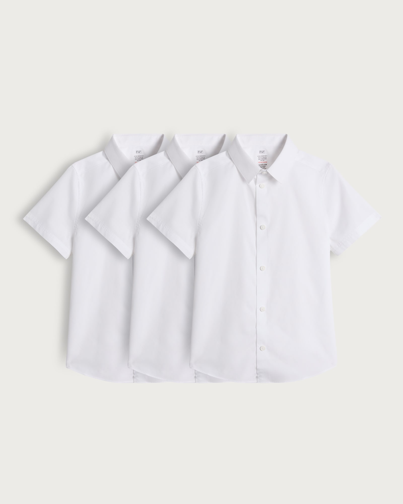 F&F School Boys 3-Pack Dressing Made Easy Short Sleeved Shirts in White thumbnail 5