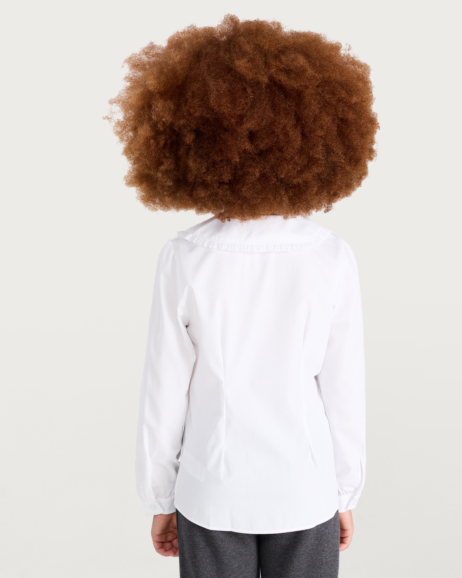 F&F School Girls Ruffle Collar Shirt in White thumbnail 4