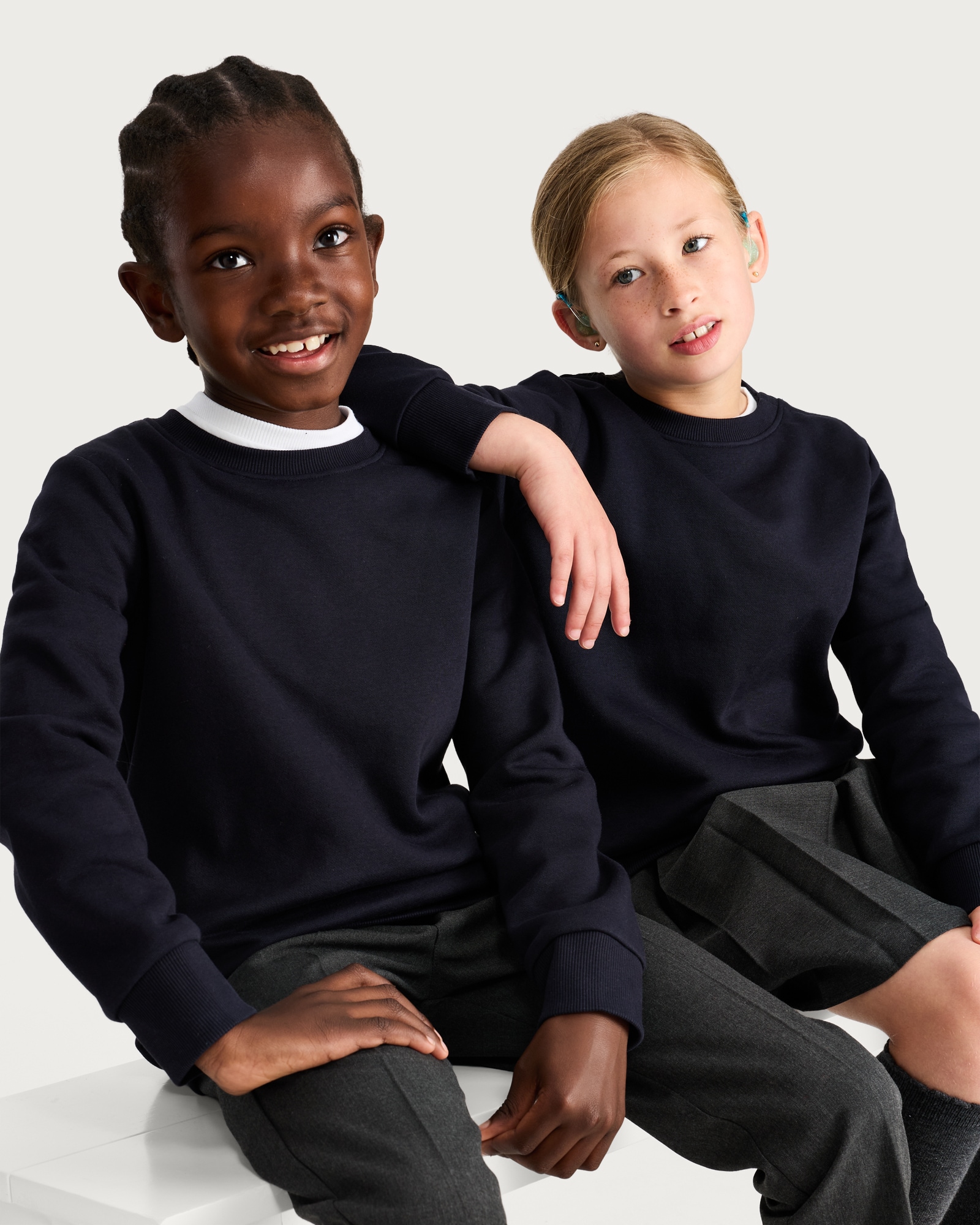 F&F School Unisex 2-Pack Cotton Rich Dressing Made Easy Sweatshirt in Navy