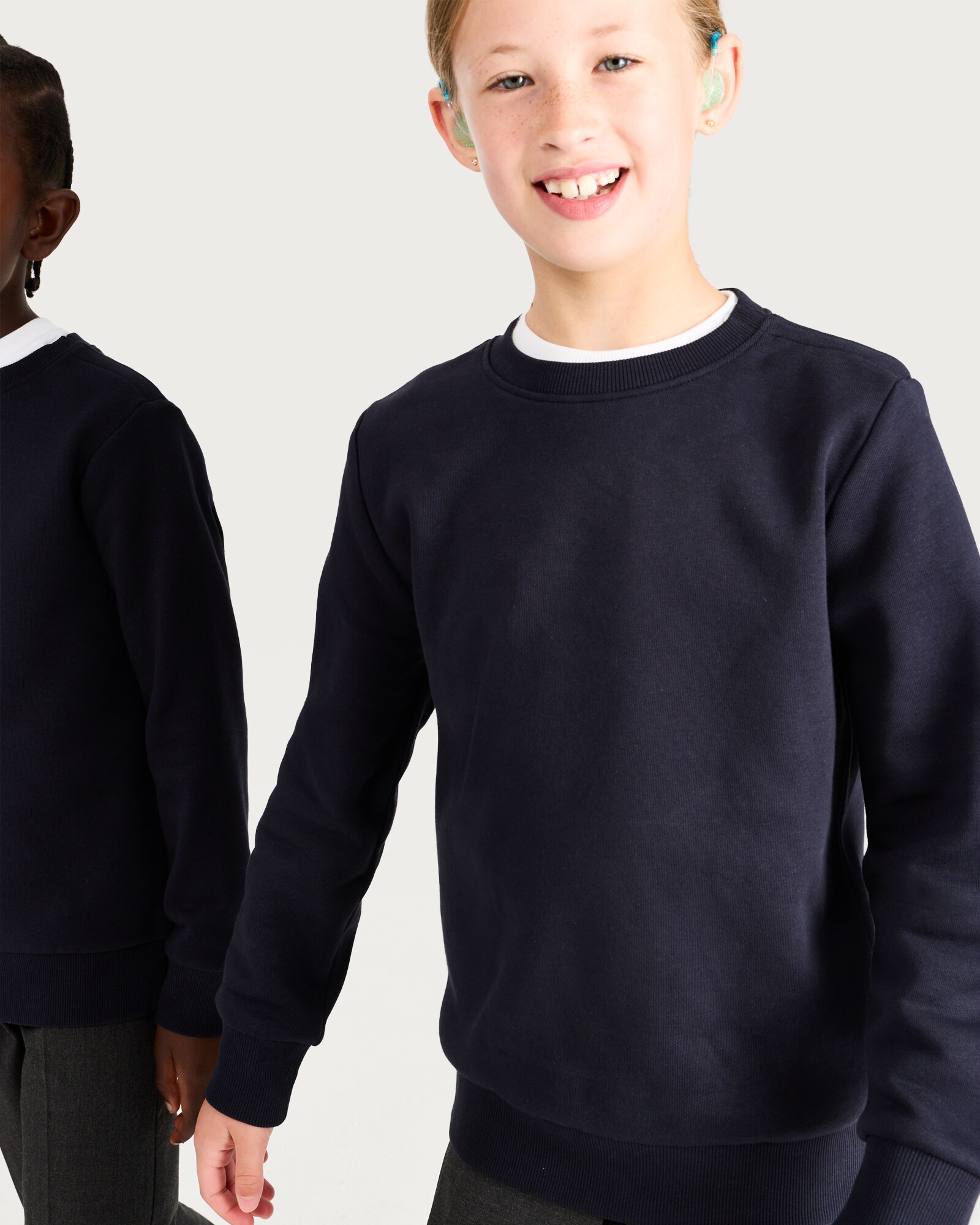 F&F School Unisex 2-Pack Cotton Rich Dressing Made Easy Sweatshirt in Navy thumbnail 2