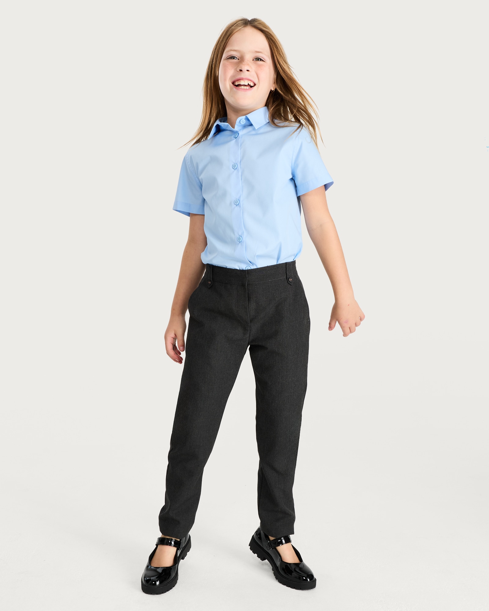 F&F School Girls 2-Pack Dressing Made Easy Regular Fit Trousers in Grey