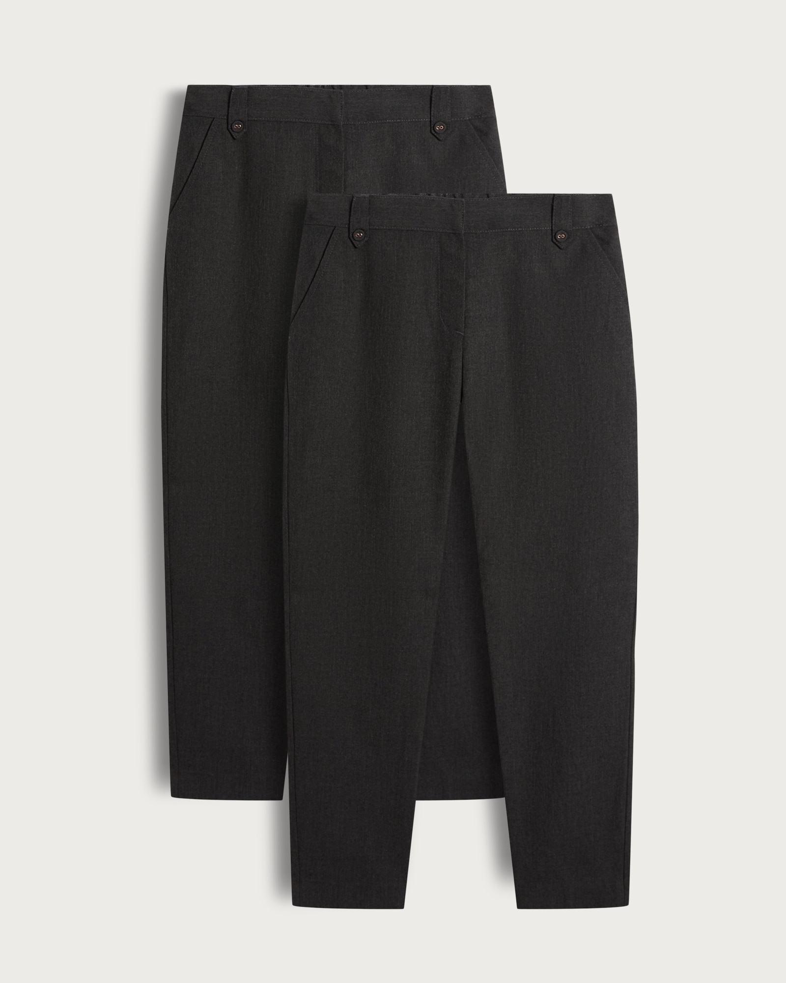 F&F School Girls 2-Pack Dressing Made Easy Regular Fit Trousers in Grey thumbnail 4
