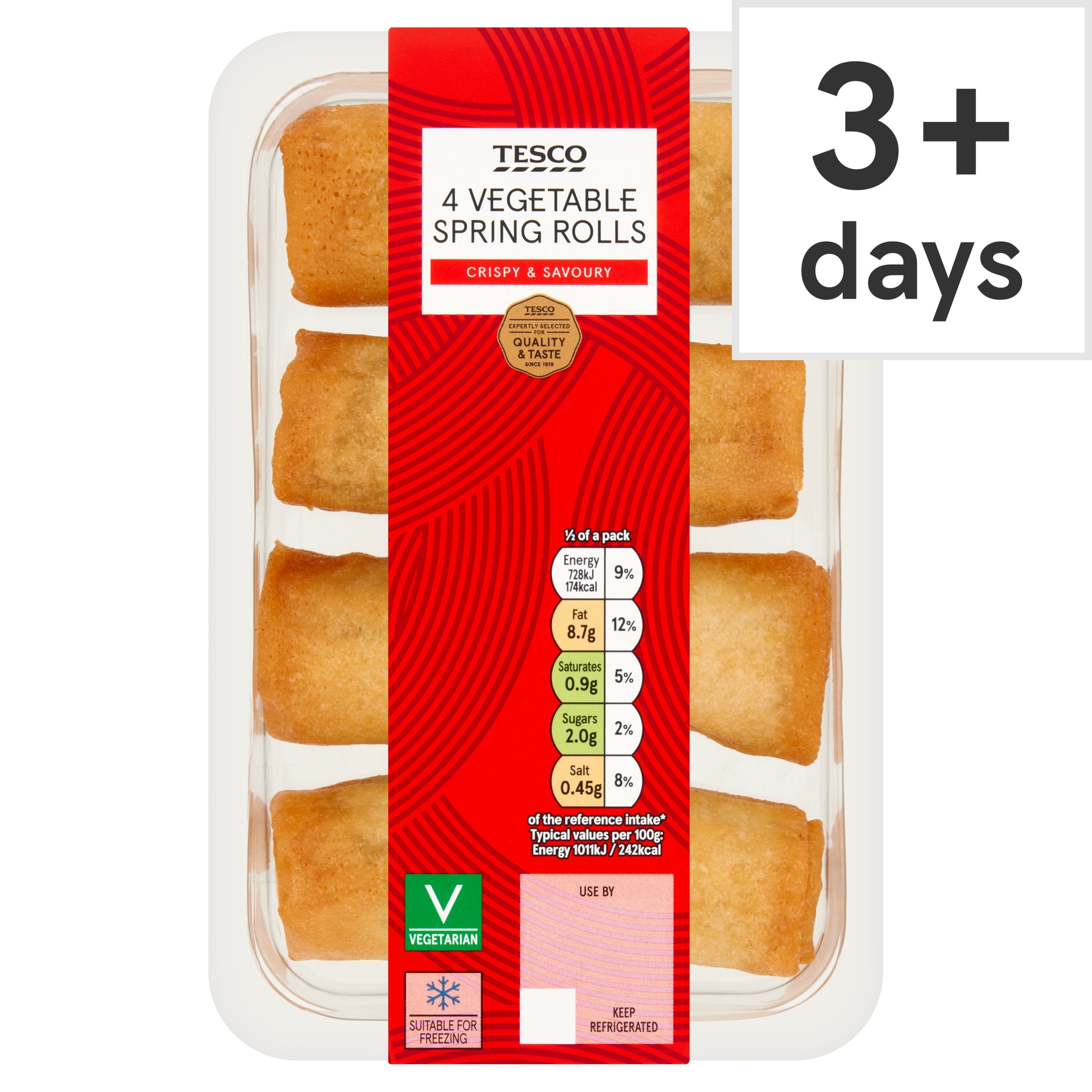 Tesco 4 Vegetable Spring Rolls 144g