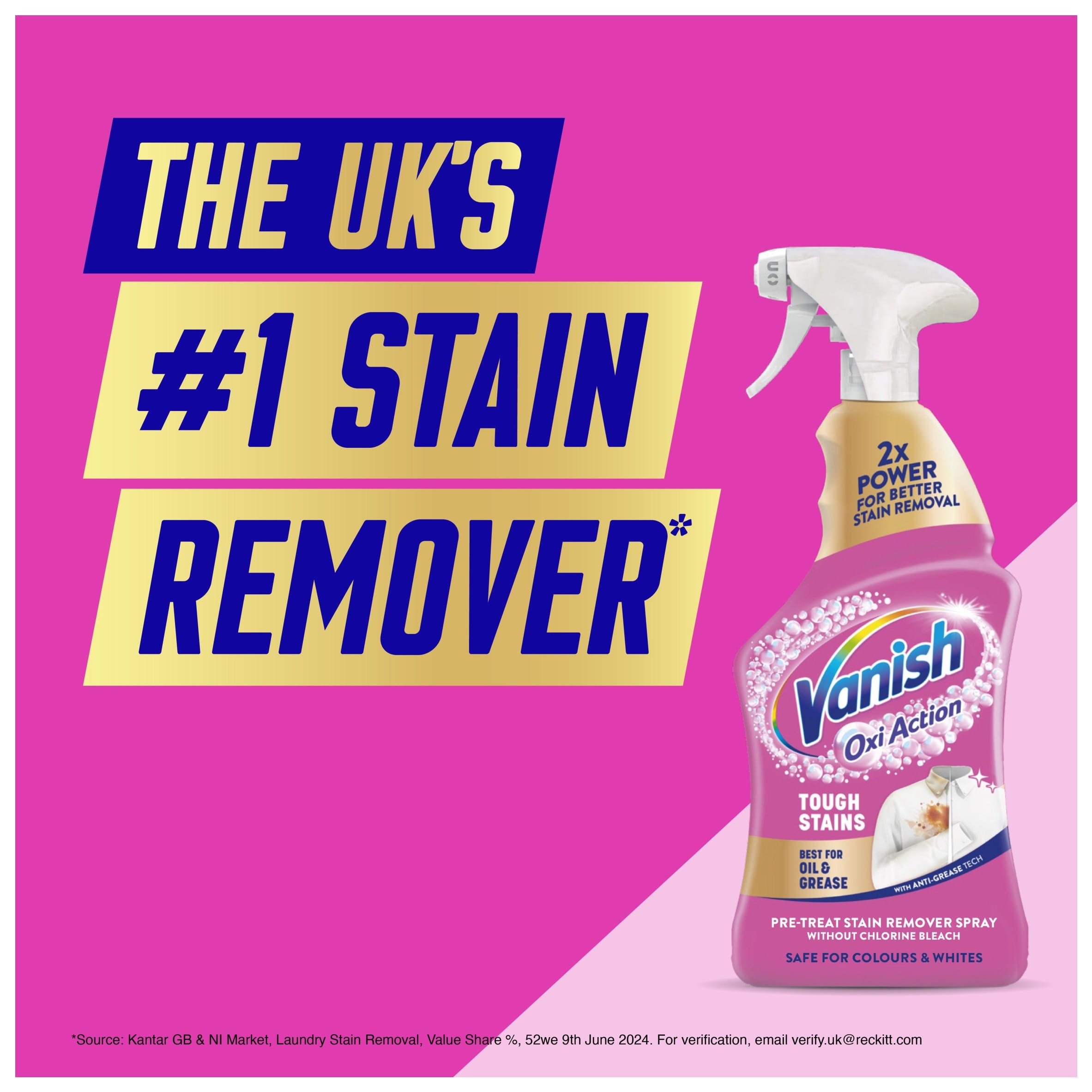 Vanish Gold Oxi Action Stain Remover Pre-wash Spray 450ml thumbnail 2