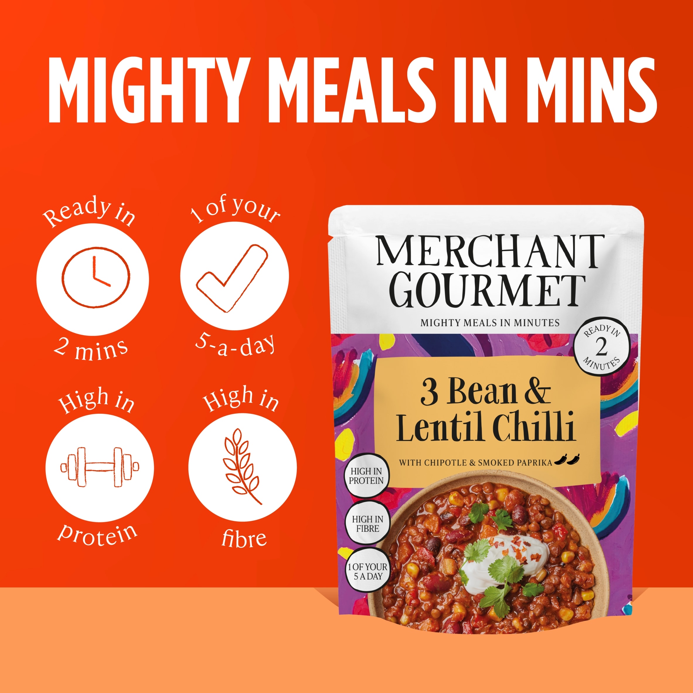 Merchant Gourmet 3-Bean & Lentil Chilli 280g thumbnail 3