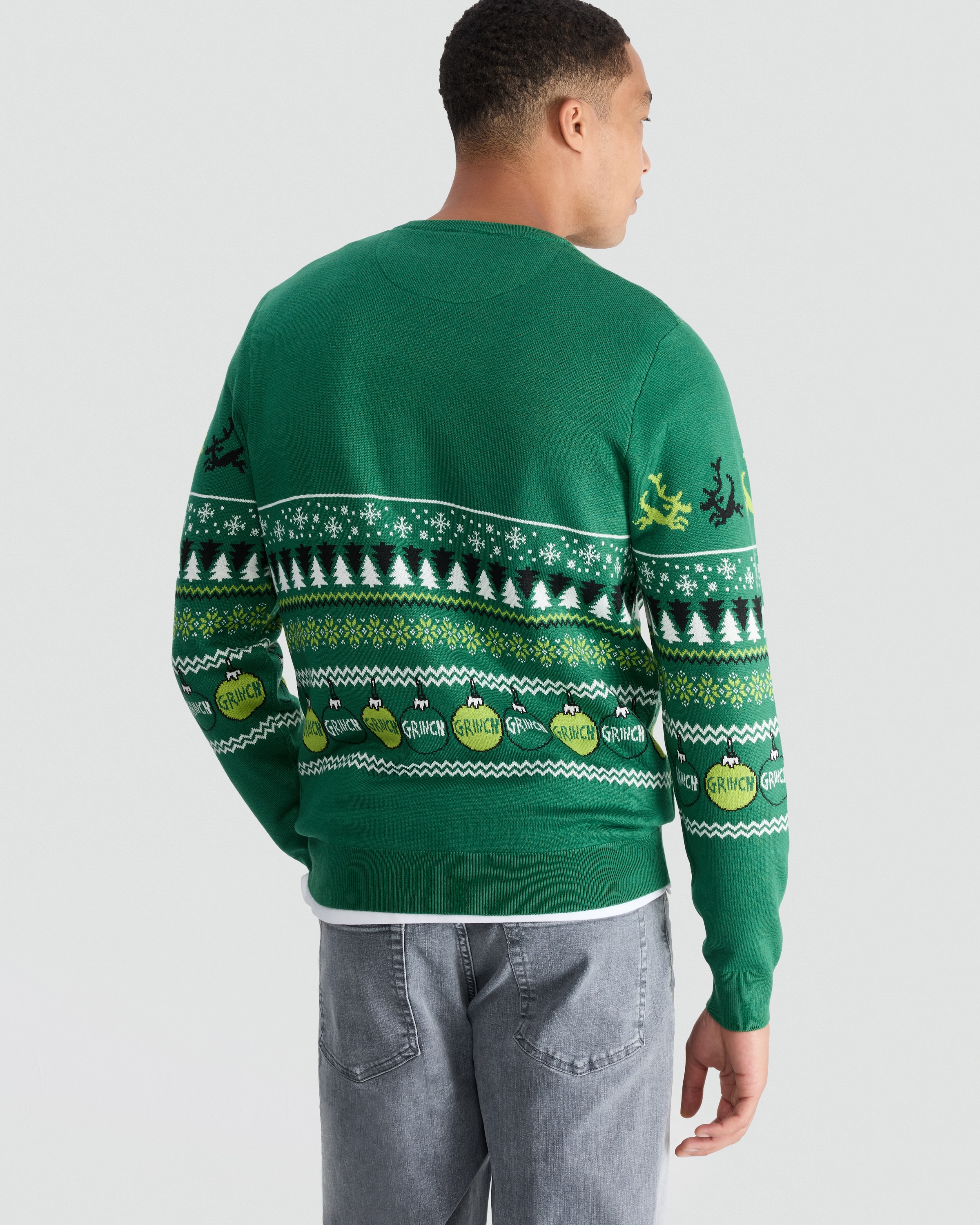 The Grinch Knitted Christmas Jumper in Green thumbnail 3