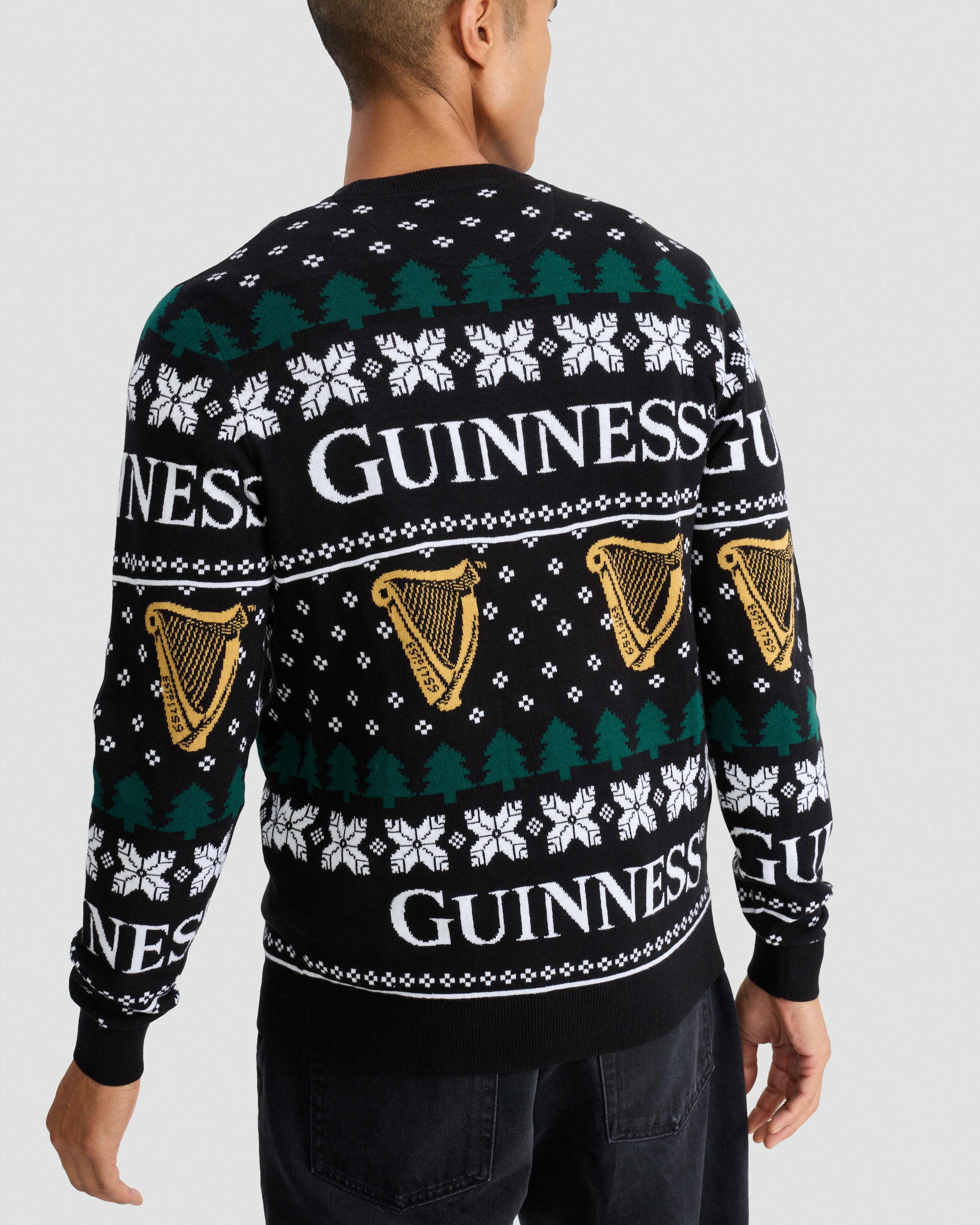 Guinness Pure Cotton Festive Print Knitted Jumper in Black thumbnail 3