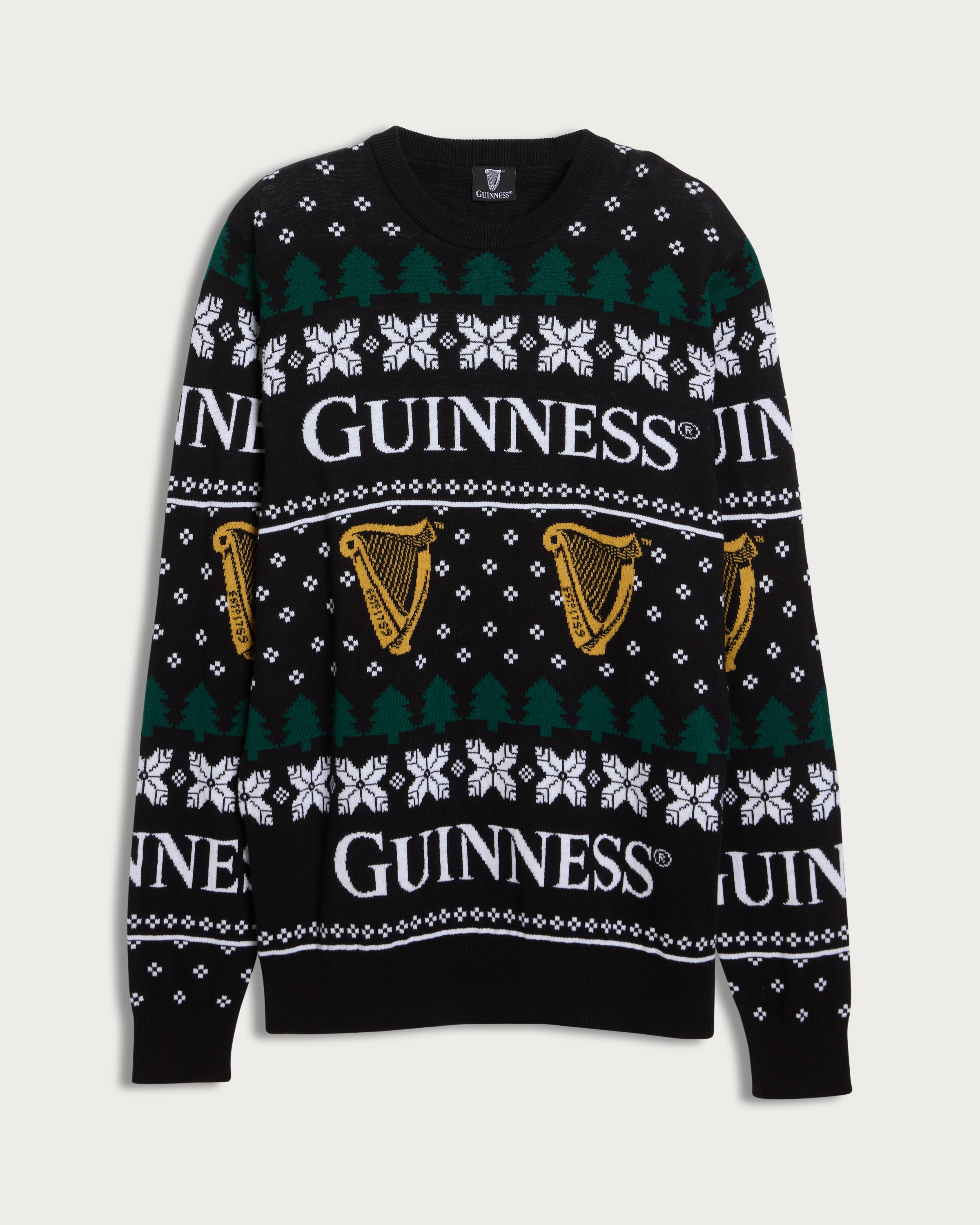 Guinness Pure Cotton Festive Print Knitted Jumper in Black thumbnail 4