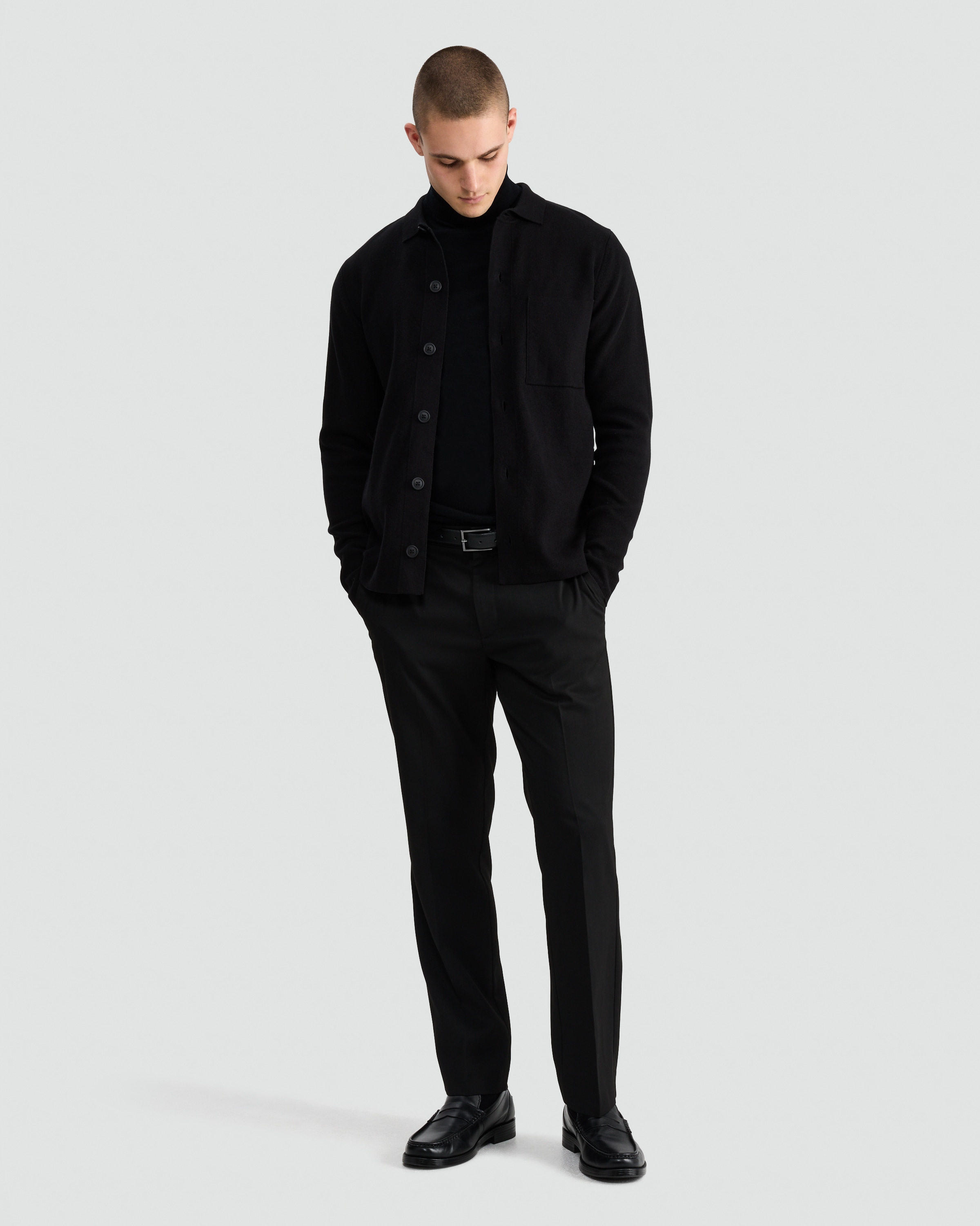 The F&F Edit Pure Cotton Knitted Button Up Cardigan in Black