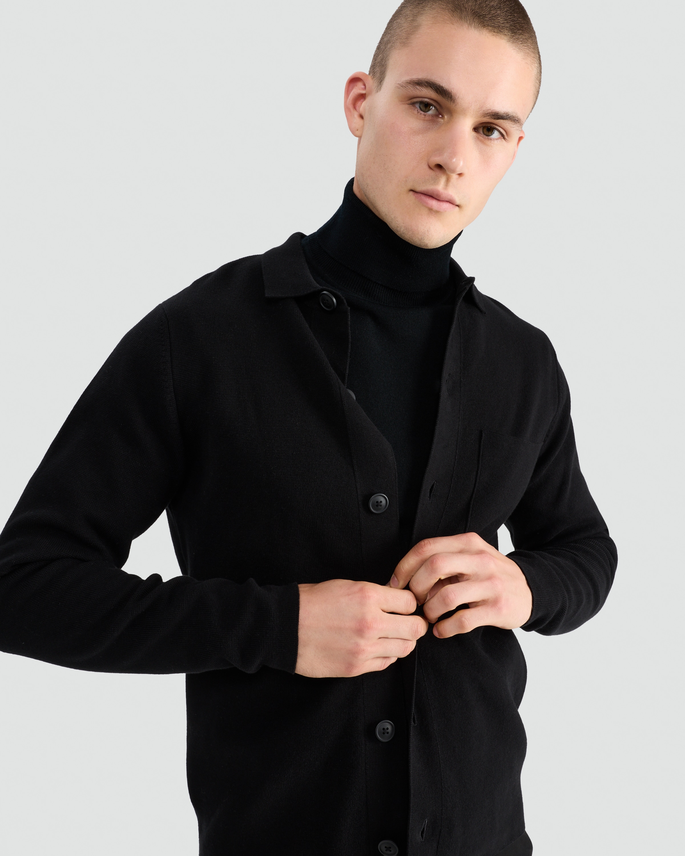 The F&F Edit Pure Cotton Knitted Button Up Cardigan in Black thumbnail 2