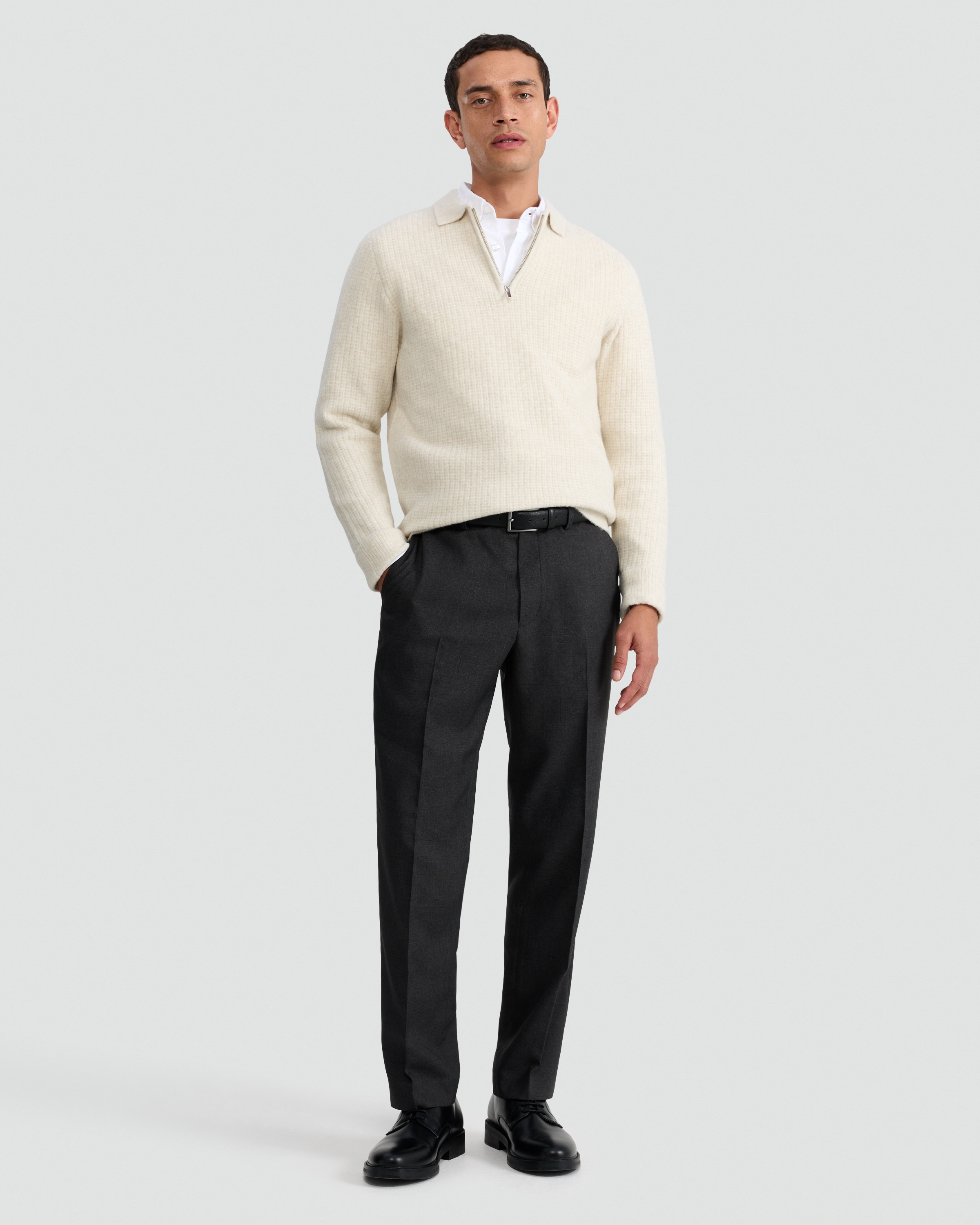 F&F Ribbed Half Zip Jumper in Cream thumbnail 2