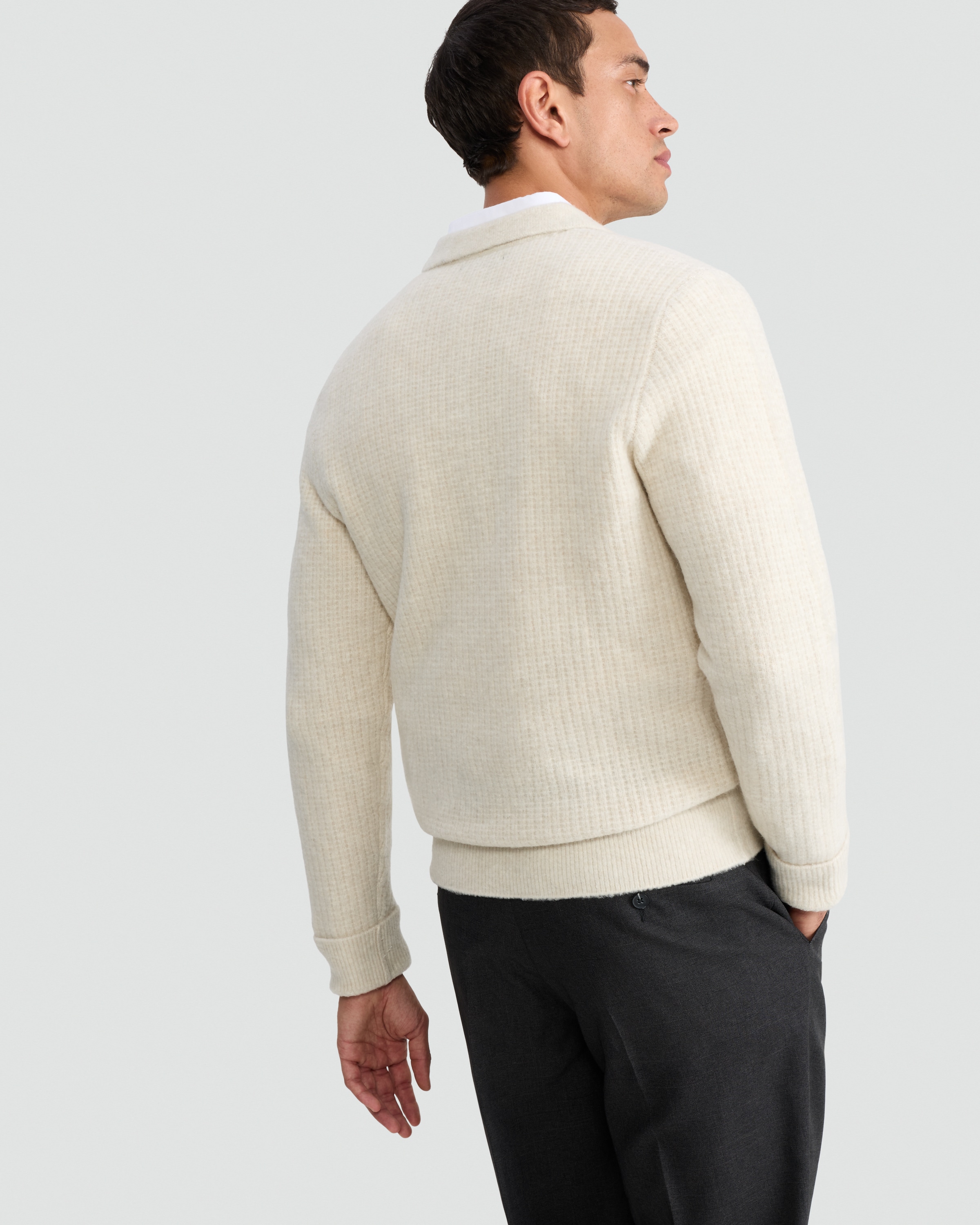 F&F Ribbed Half Zip Jumper in Cream thumbnail 3