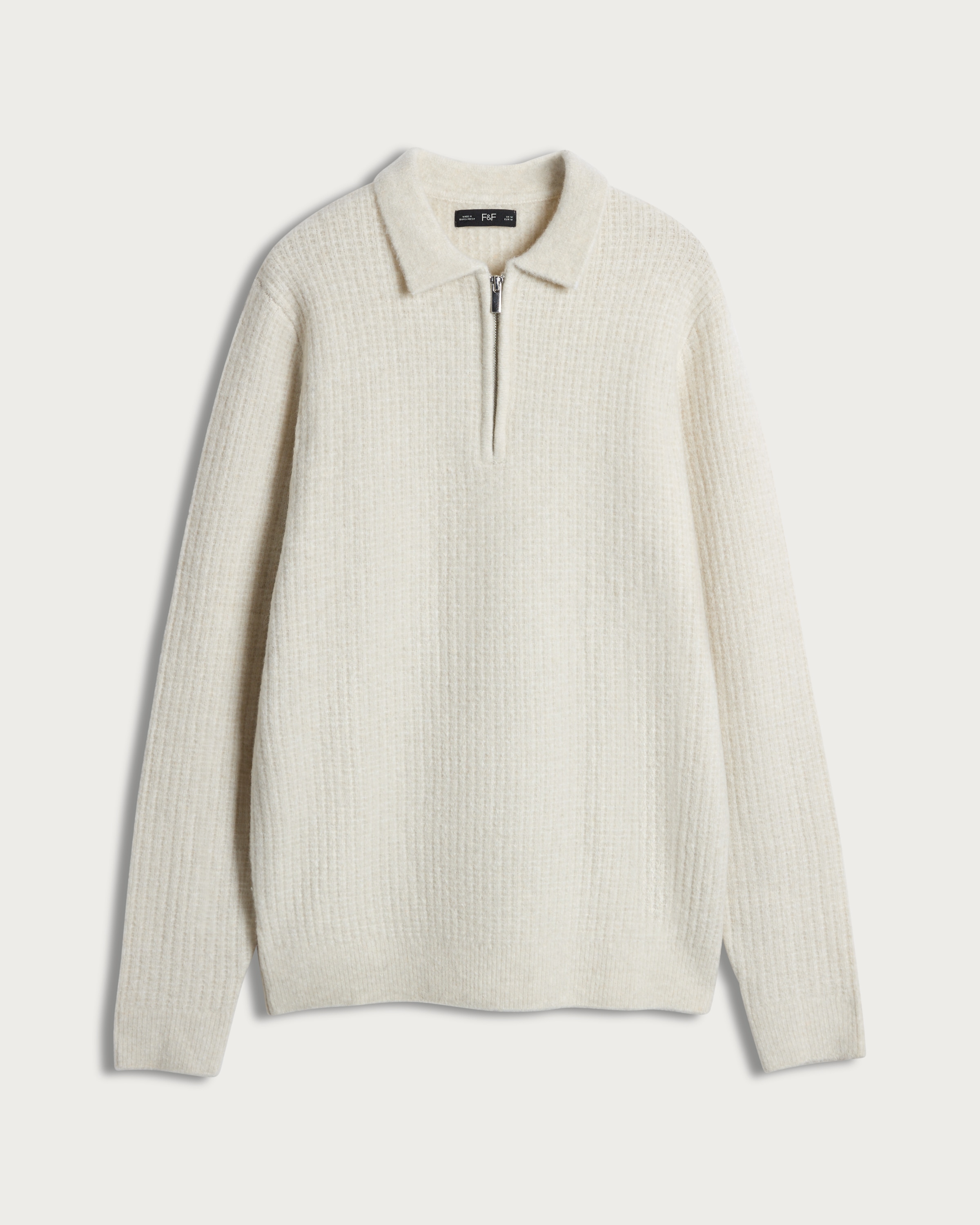 F&F Ribbed Half Zip Jumper in Cream thumbnail 4