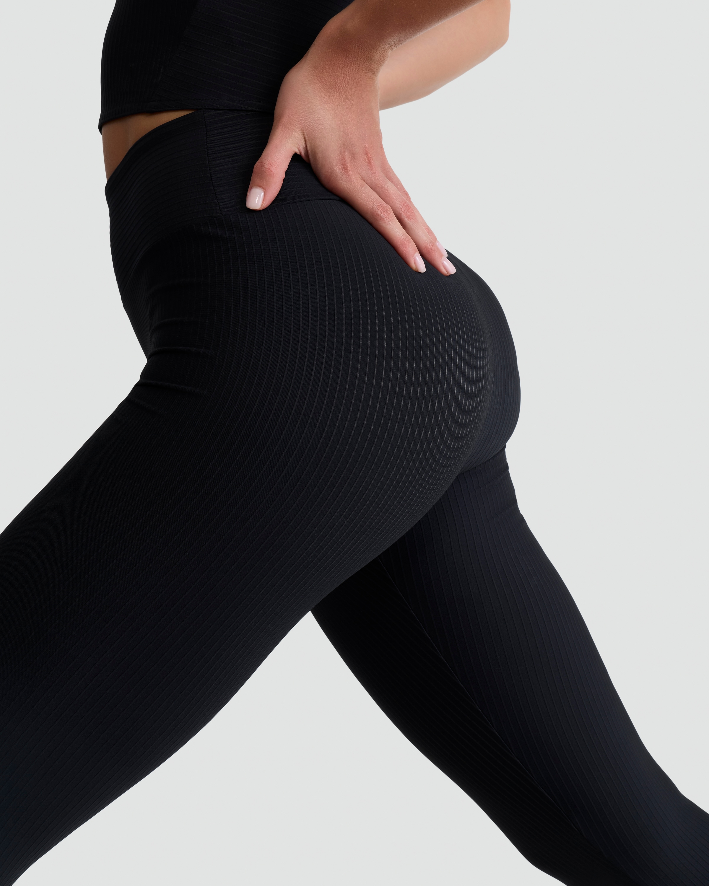 Rise by Zara McDermott Ribbed Elasticated Lounge Bottoms in Black thumbnail 2
