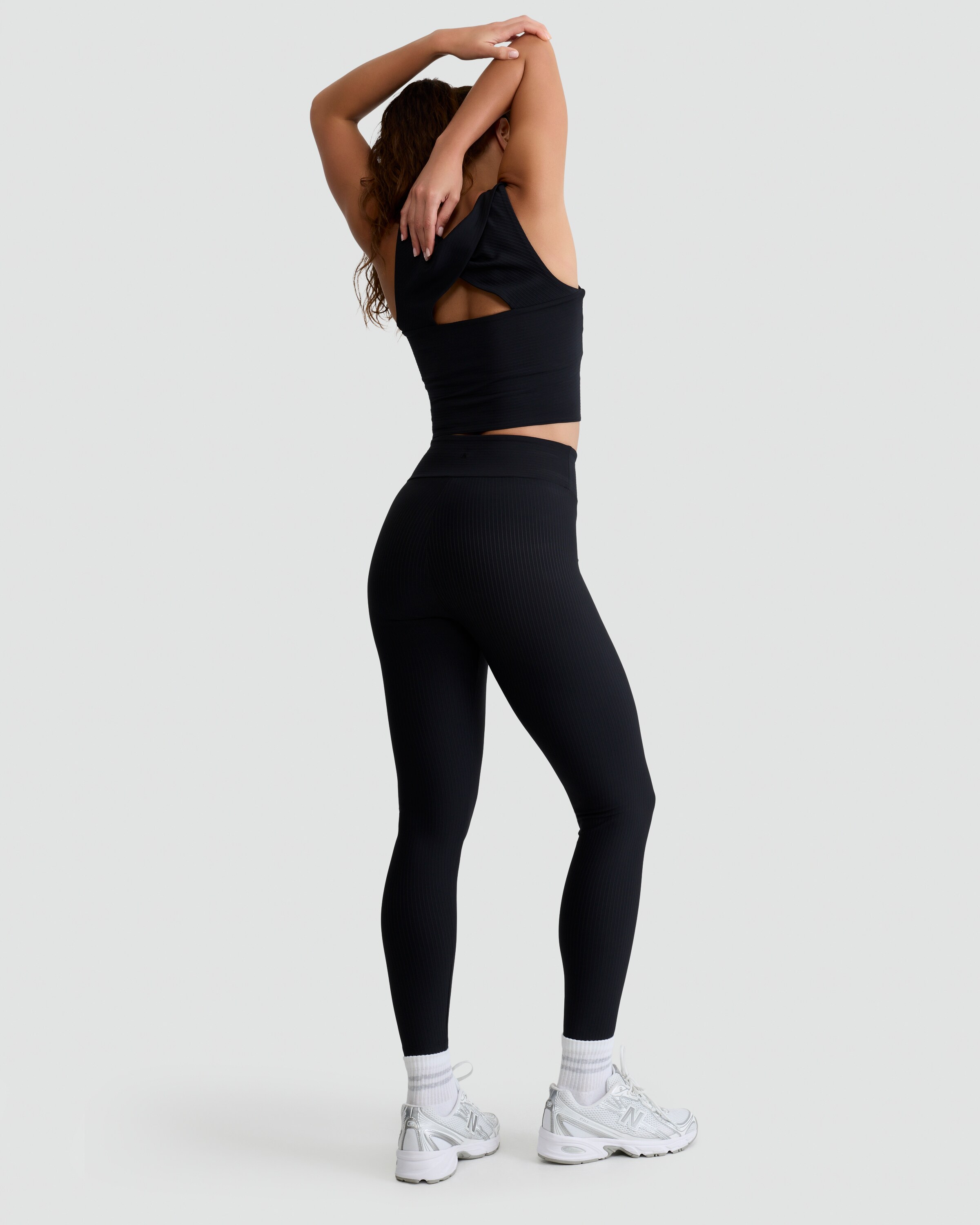 Rise by Zara McDermott Ribbed Elasticated Lounge Bottoms in Black thumbnail 3