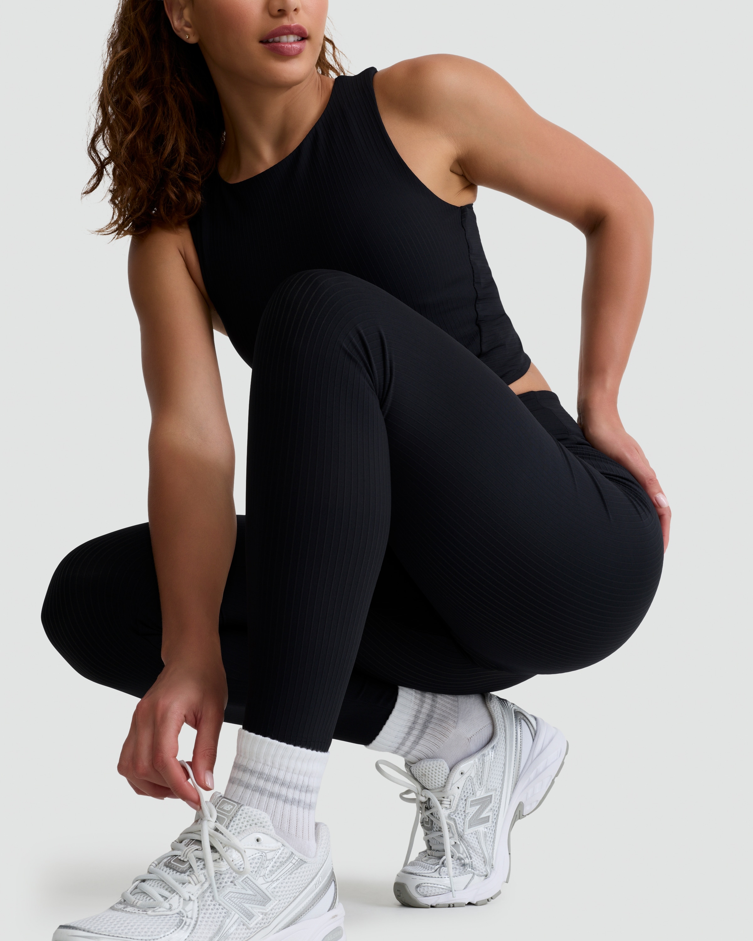 Rise by Zara McDermott Ribbed Elasticated Lounge Bottoms in Black thumbnail 4