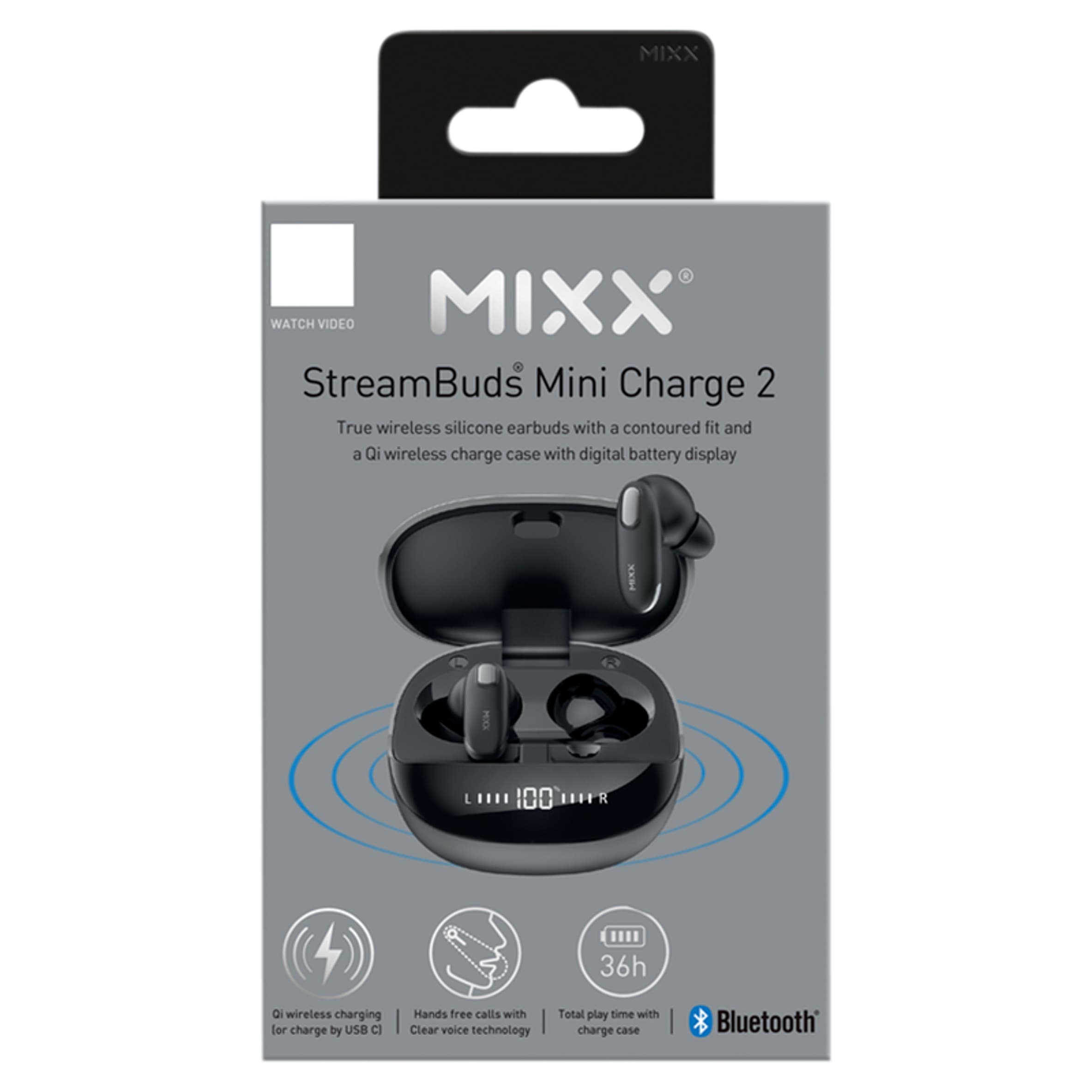 Mixx StreamBuds Mini Charge 2 True Wireless Bluetooth In Ear Headphones Black