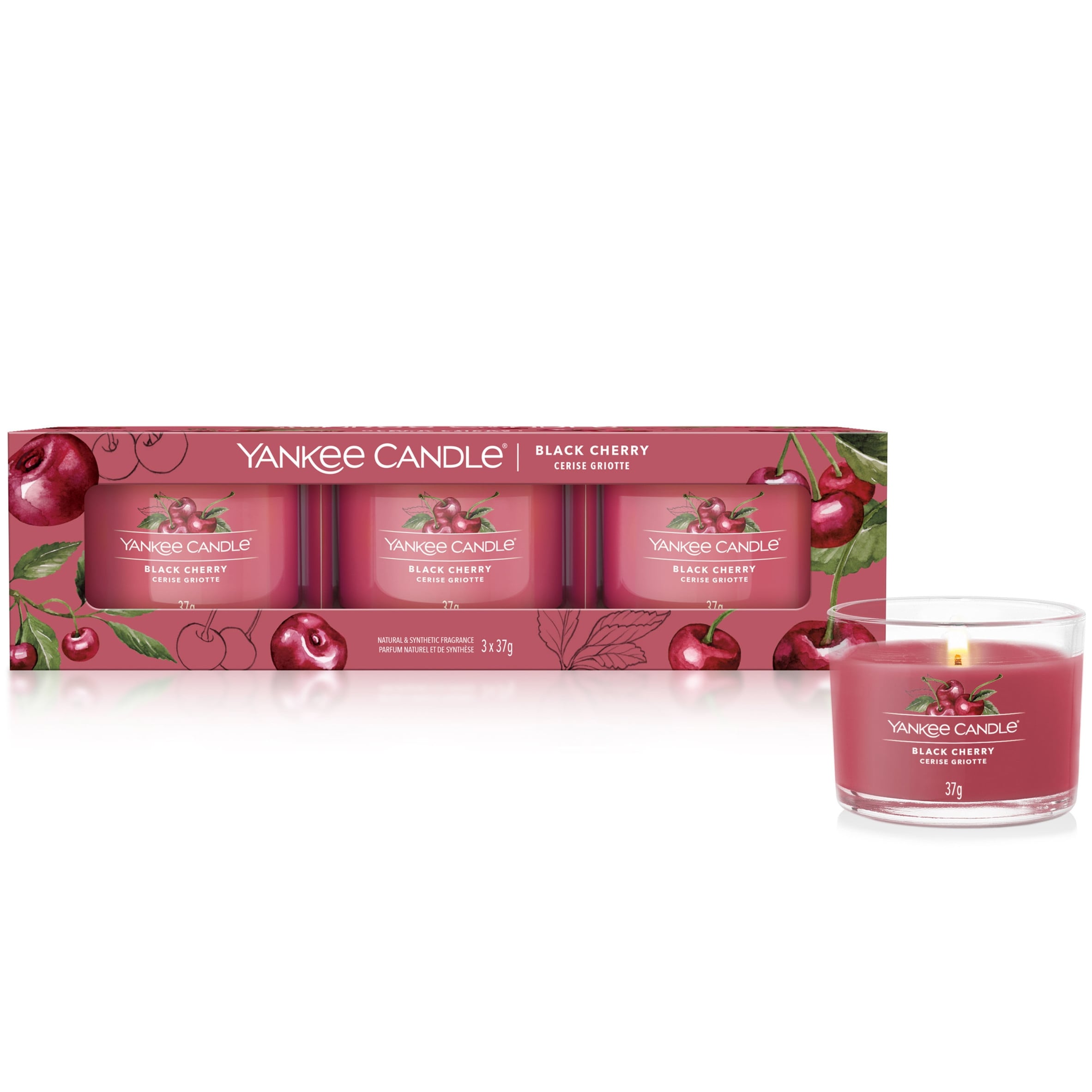 Yankee Candle Signature Black Cherry Mini Filled Votive 3 x 37g