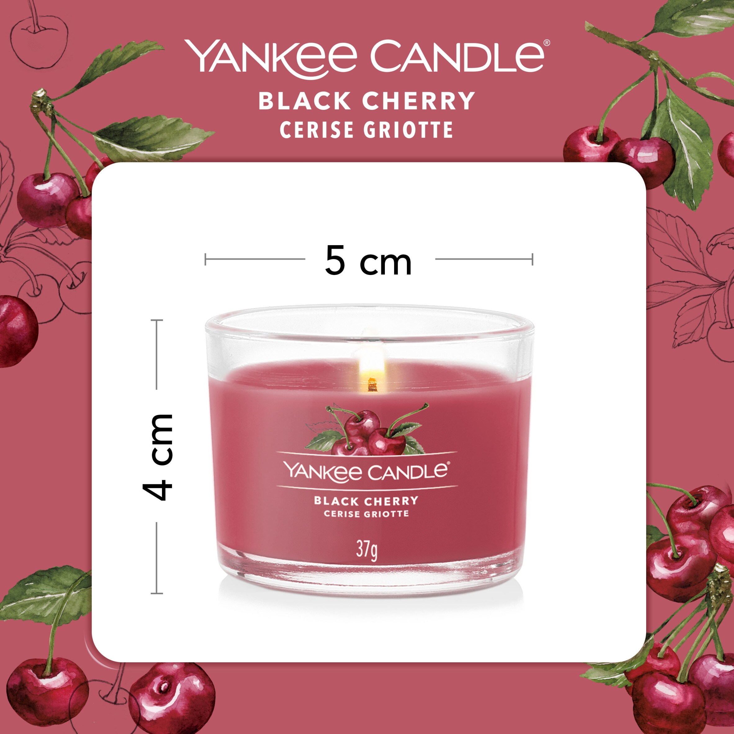 Yankee Candle Signature Black Cherry Mini Filled Votive 3 x 37g thumbnail 3
