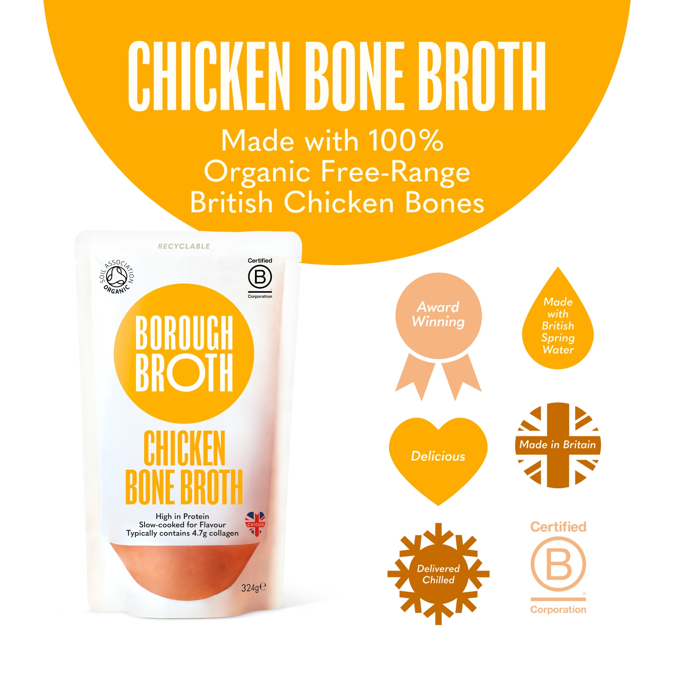 Borough Broth Free-Range Organic Chicken Bone Broth 324g thumbnail 2