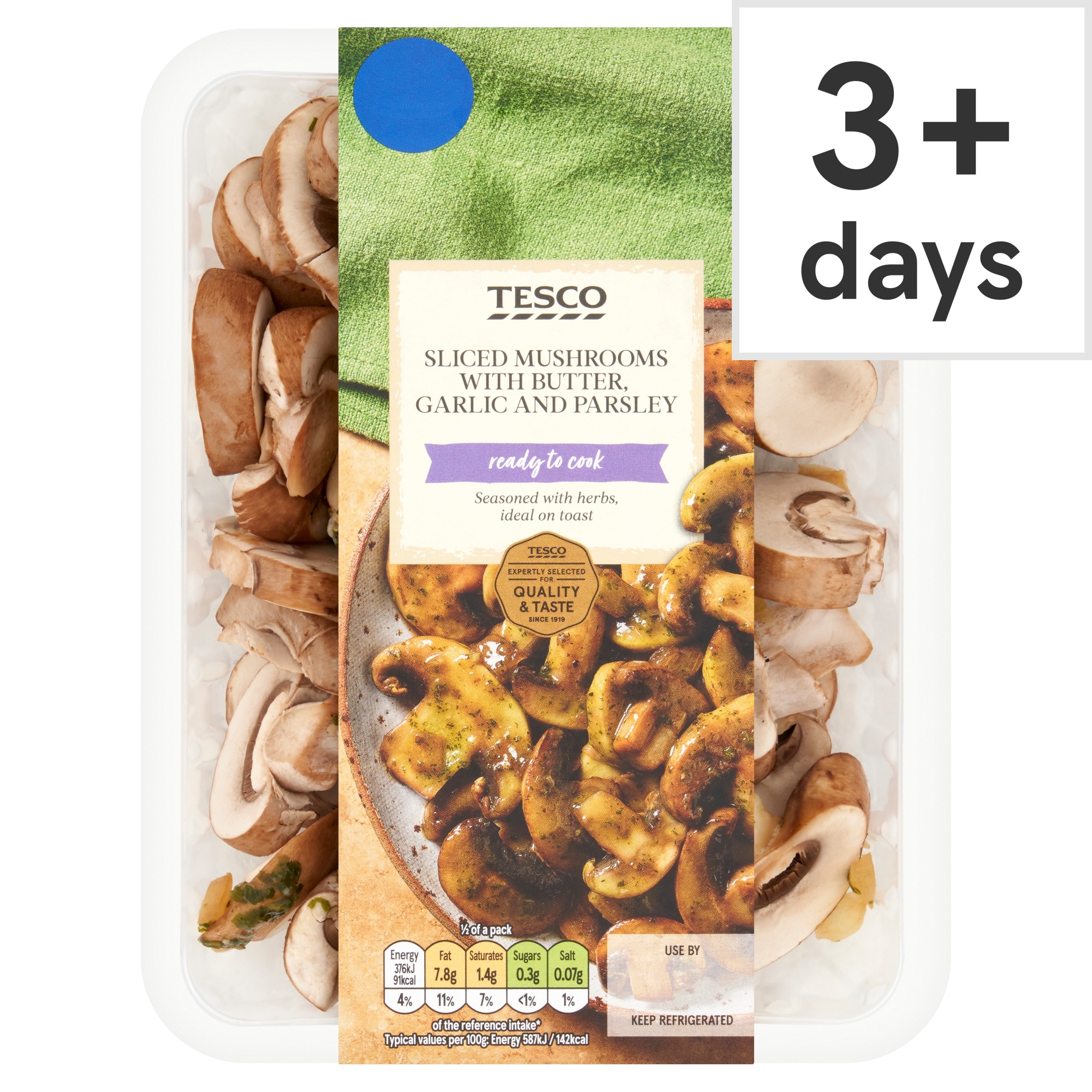 Tesco Sliced Mushrooms with Butter Garlic & Parsley 200g
