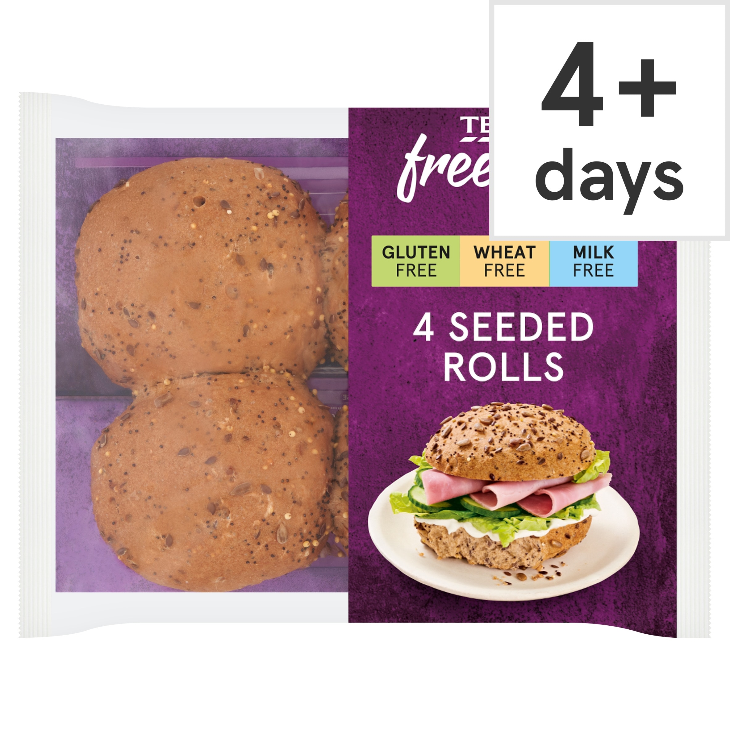 Tesco Free From Seeded Rolls 4 Pack