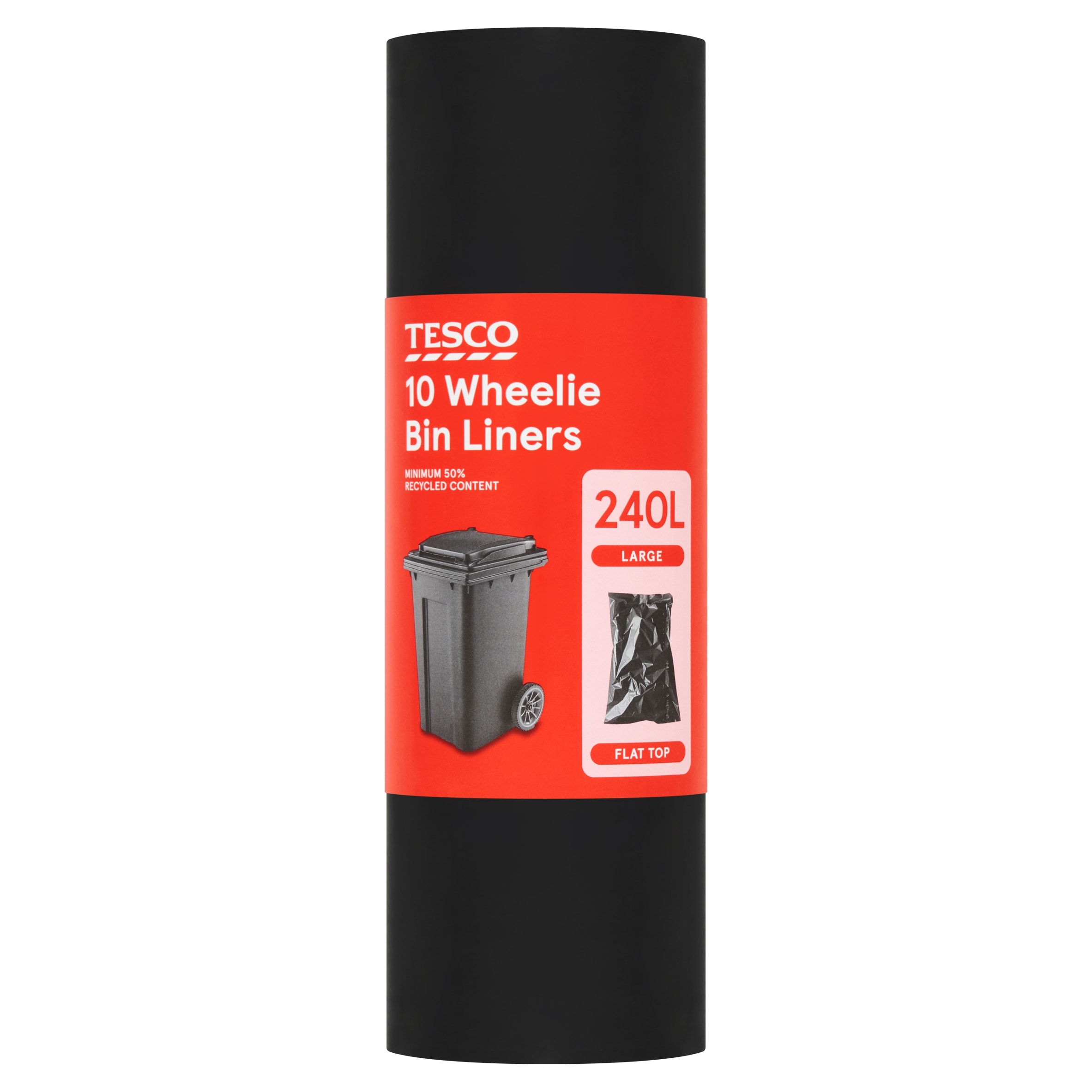 Tesco 10 Flat Top Wheelie Bin Liner 240L