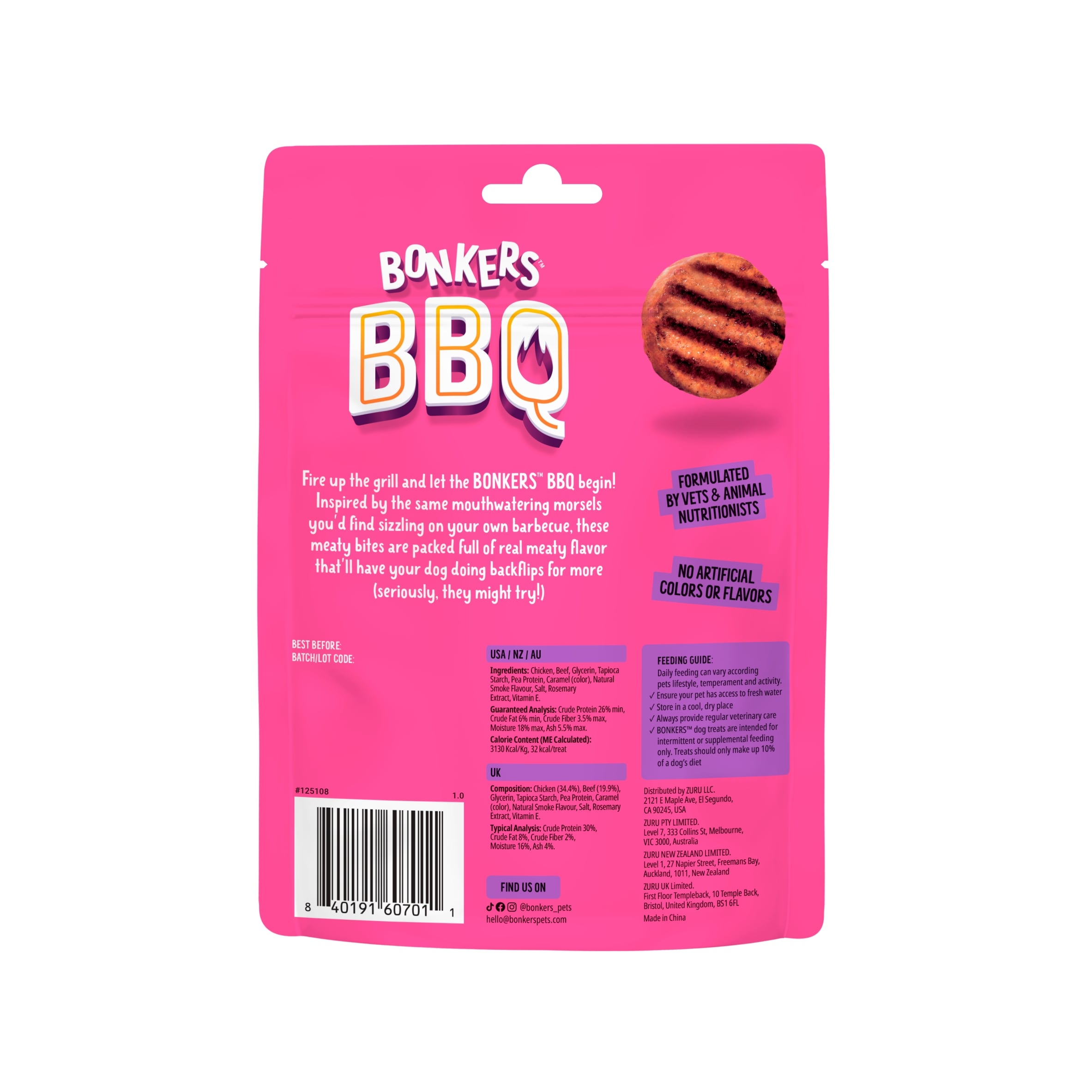 Bonkers Dog Treats Dry BBQ Burger Patties 85 G thumbnail 2