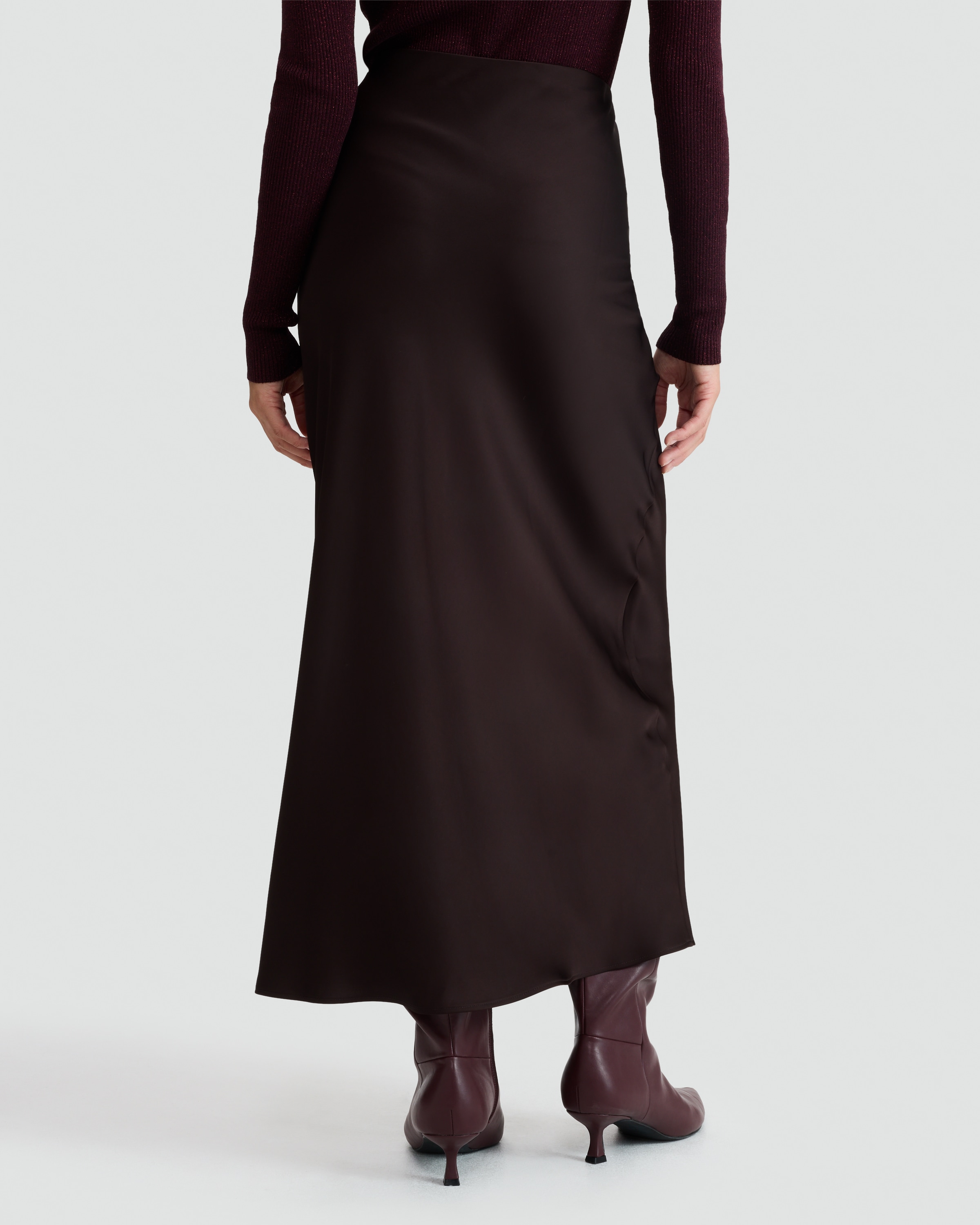 F&F Satin Midi Slip Skirt in Chocolate thumbnail 4