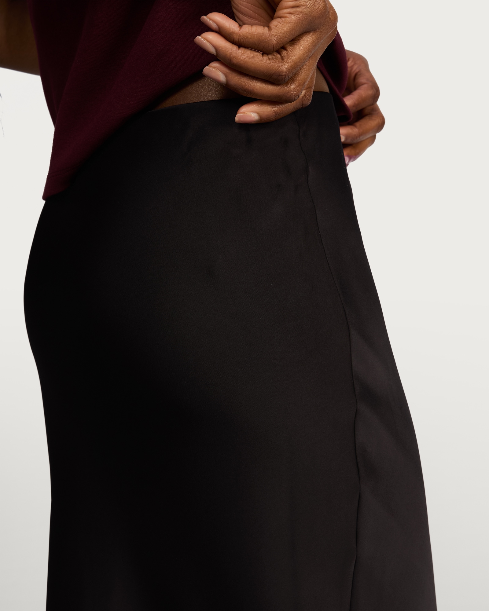 F&F Satin Slip Midi Skirt in Black thumbnail 2