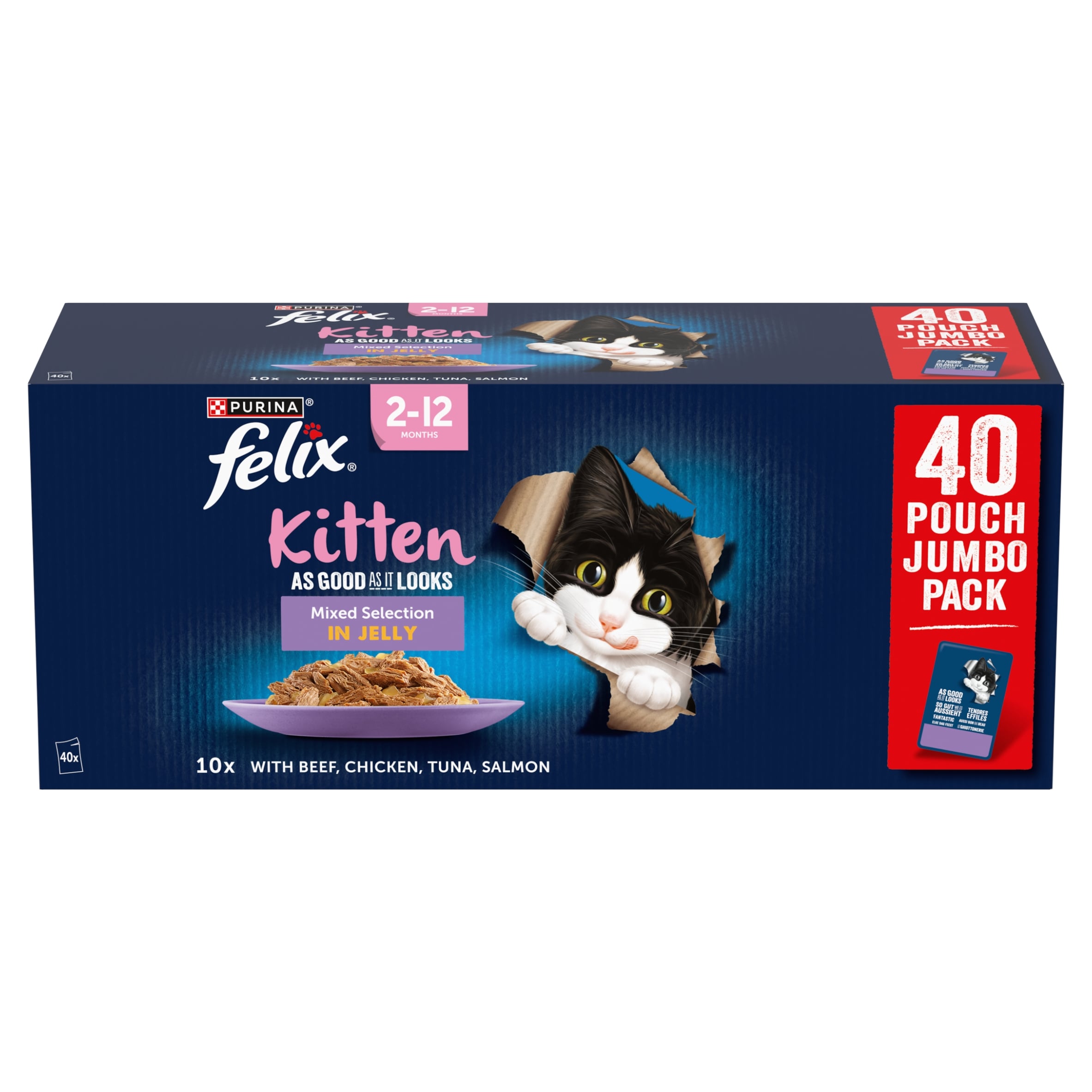 FELIX As Good As it Looks Kitten Mixed in Jelly Wet Cat Food 40x85g thumbnail 2