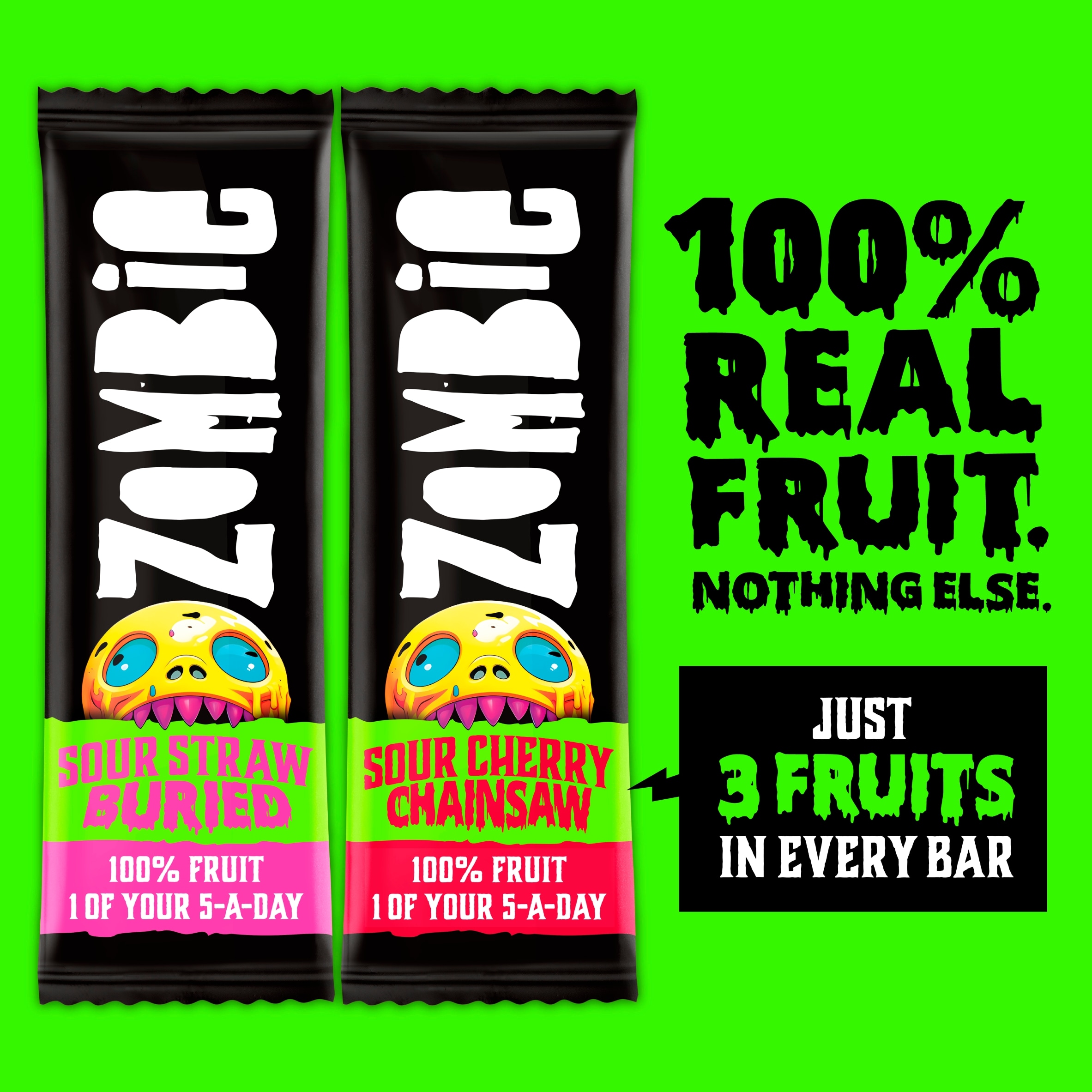 Zombie Sours Fruit Snack Bar Variety Multipack 4x25g thumbnail 2