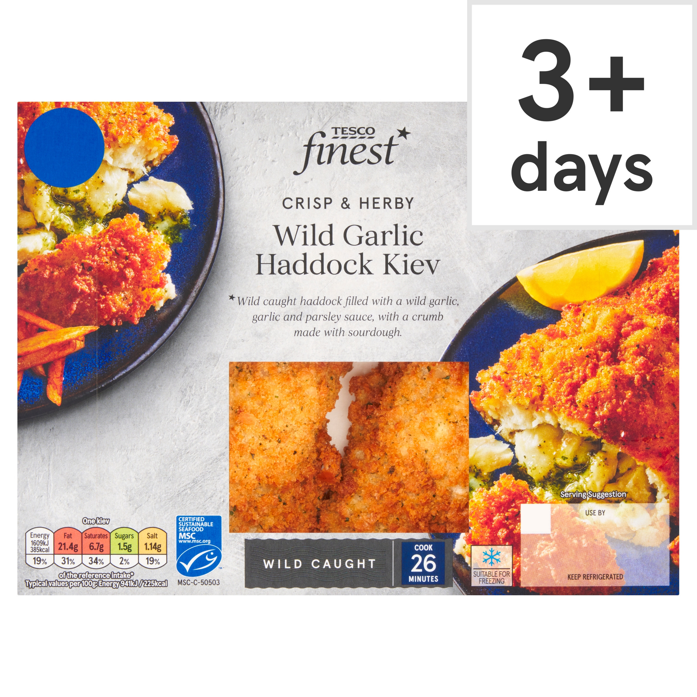 Tesco Finest Crisp & Herby Wild Garlic Haddock Kiev 