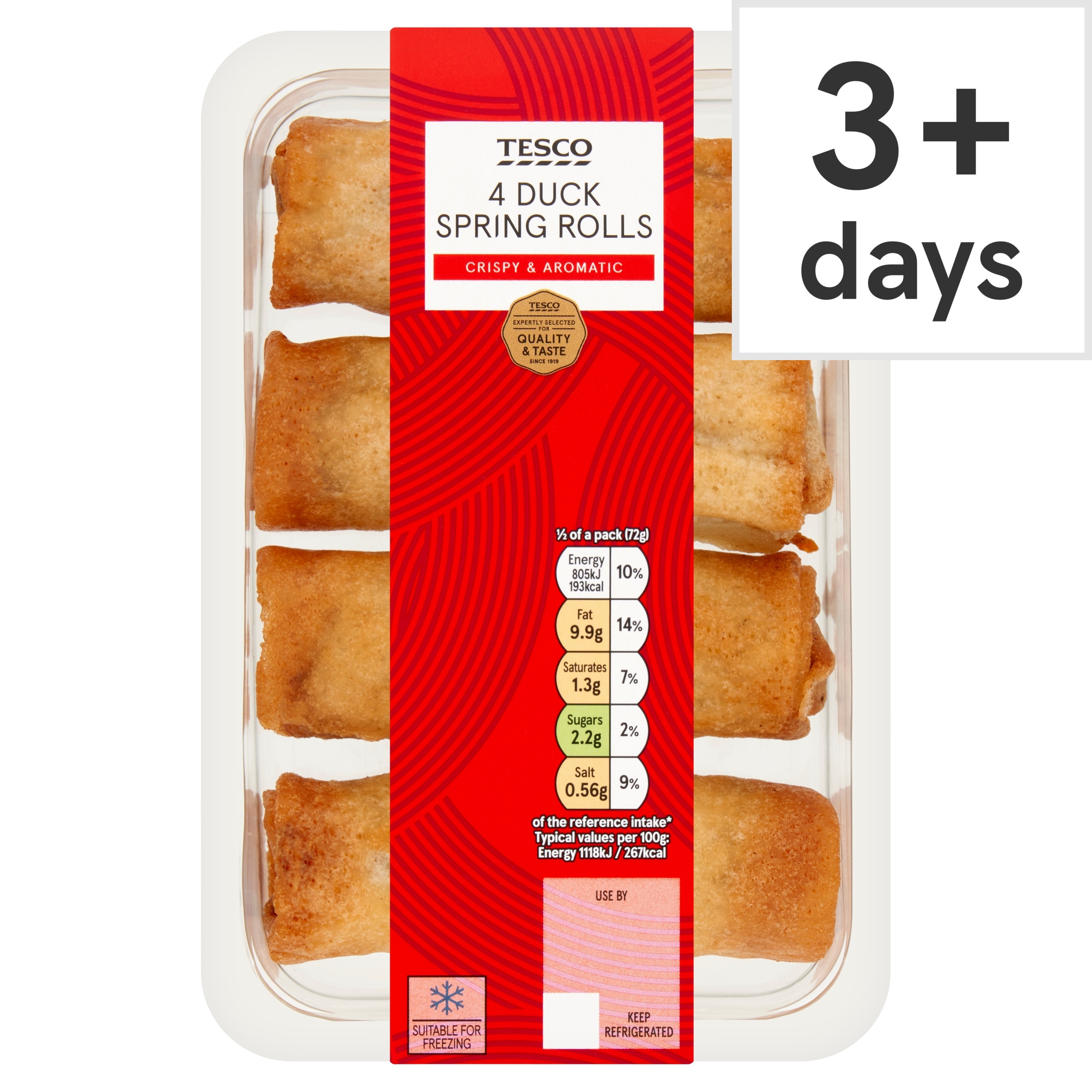 Tesco 4 Duck Spring Rolls 141g