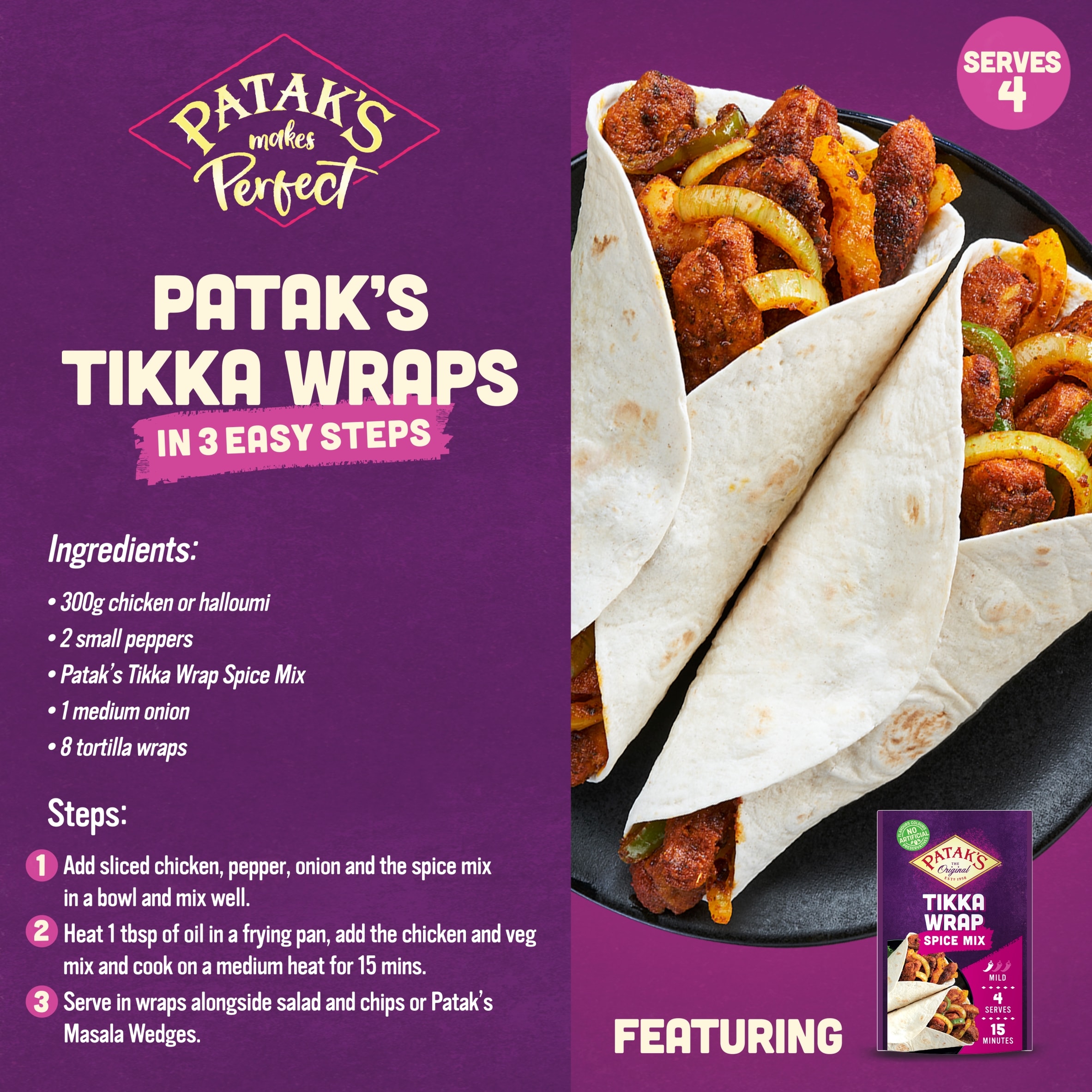 Patak's Tikka Wrap Spice Mix 25g. thumbnail 2