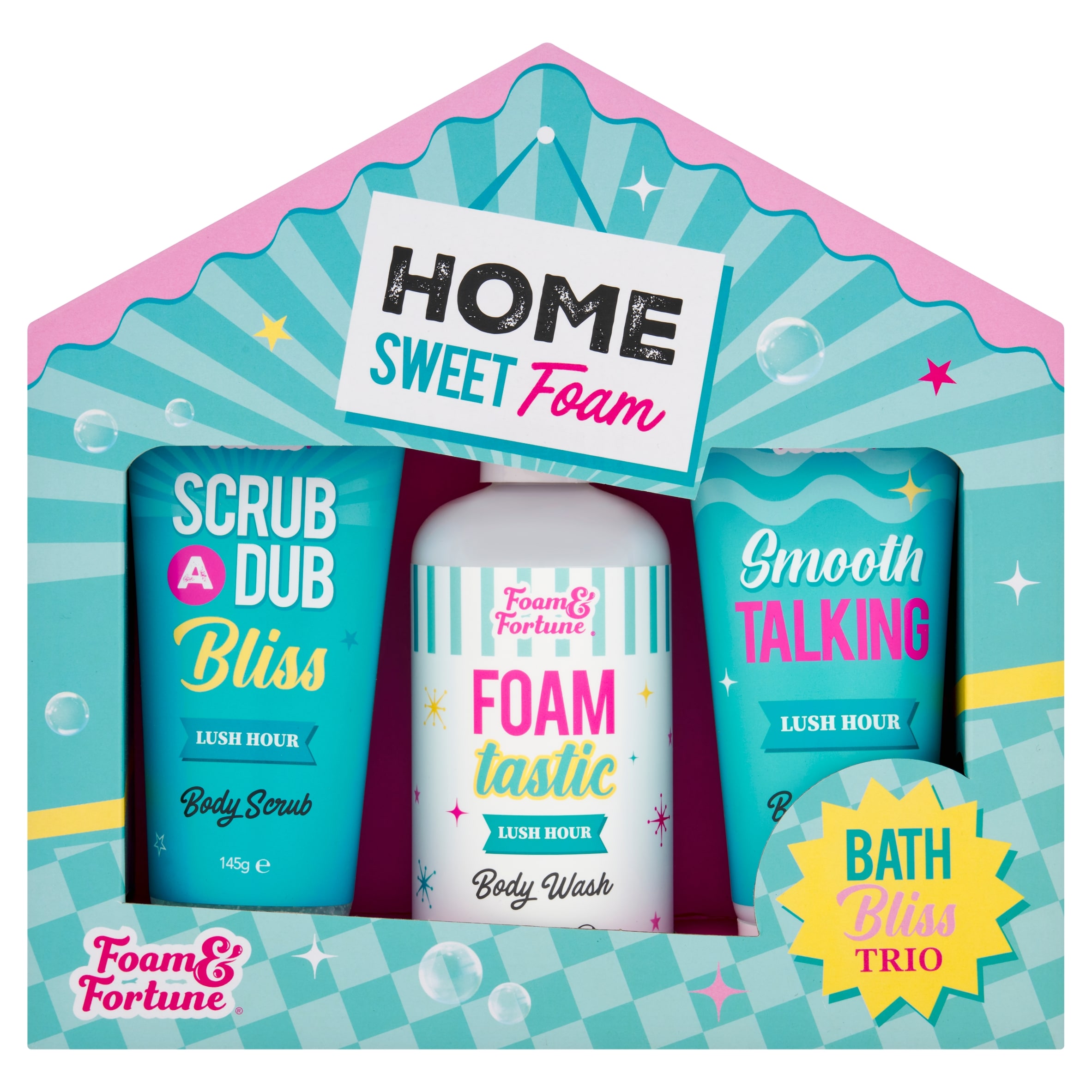 Foam & Fortune Home Sweet Foam Bath bliss trio