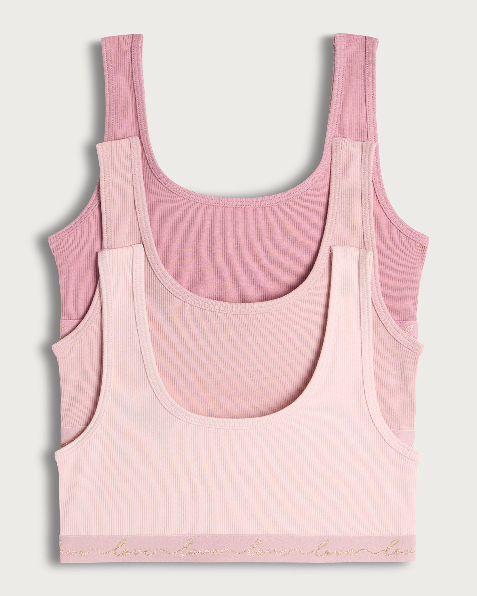 F&F Girls 3-Pack Cotton Rich Ribbed Crop Tops in Pink