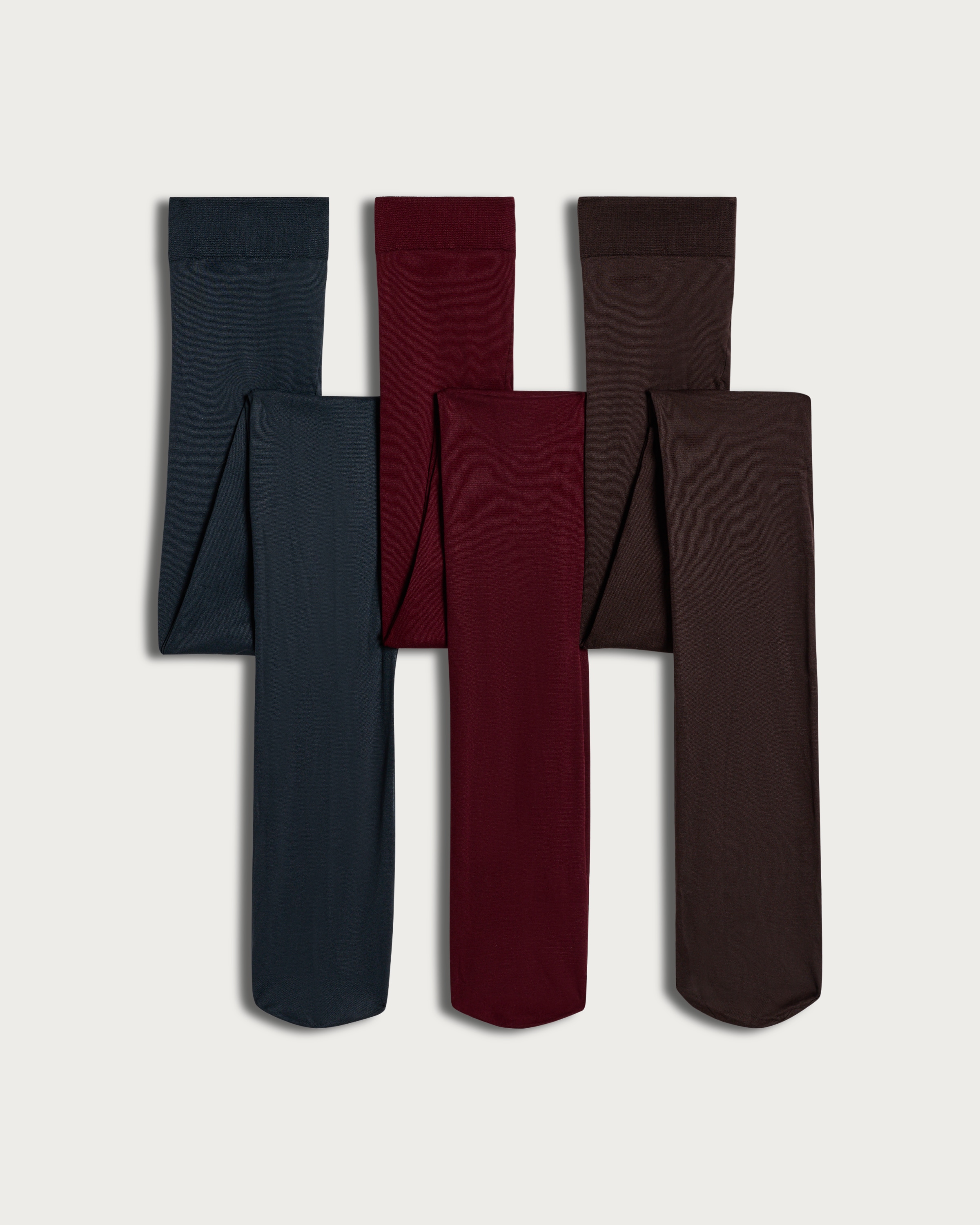 F&F 3-Pack 60 Denier Opaque Tights in Burgundy thumbnail 2
