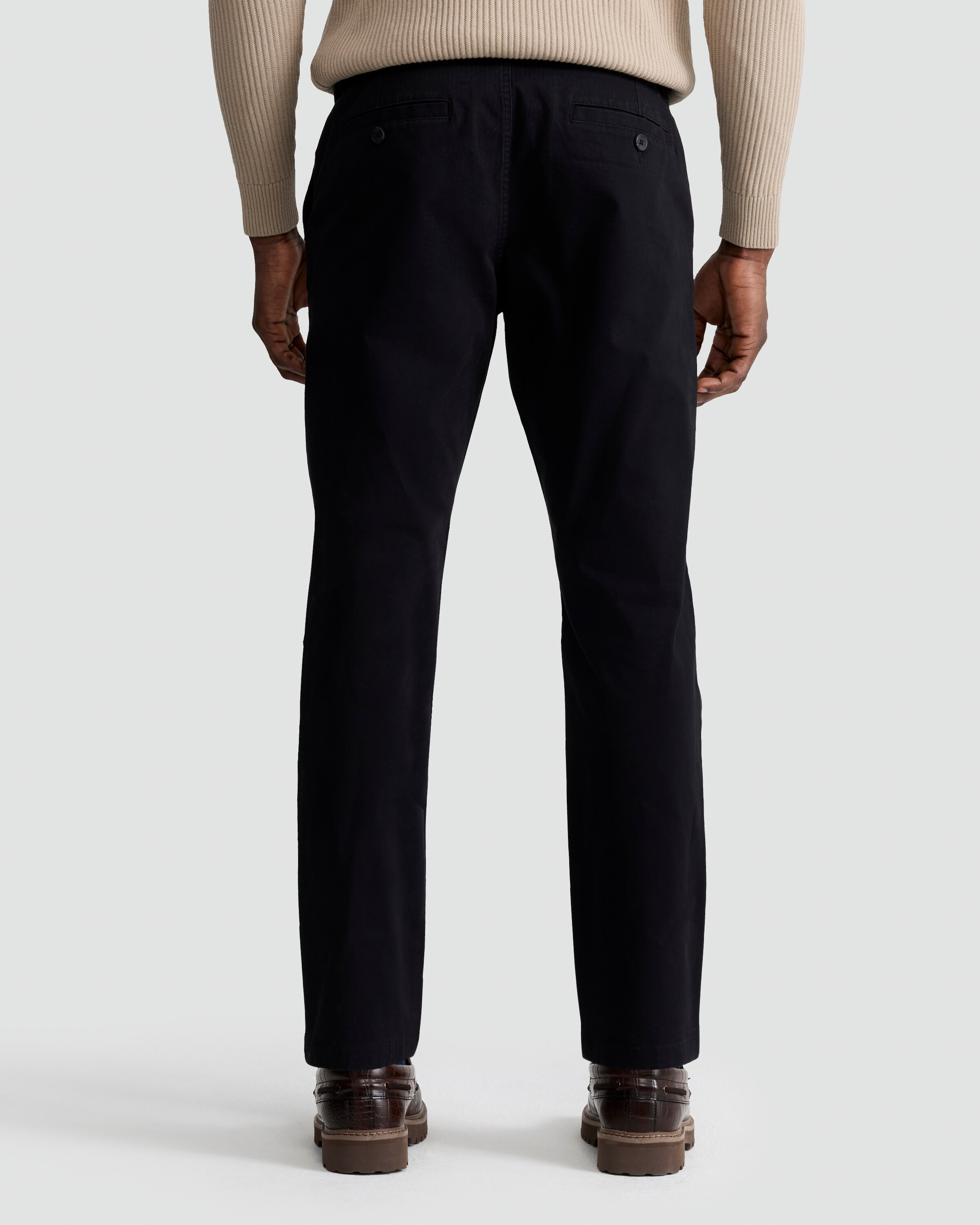 F&F Cotton Rich Tailored Slim Fit Chino Trousers in Black thumbnail 3