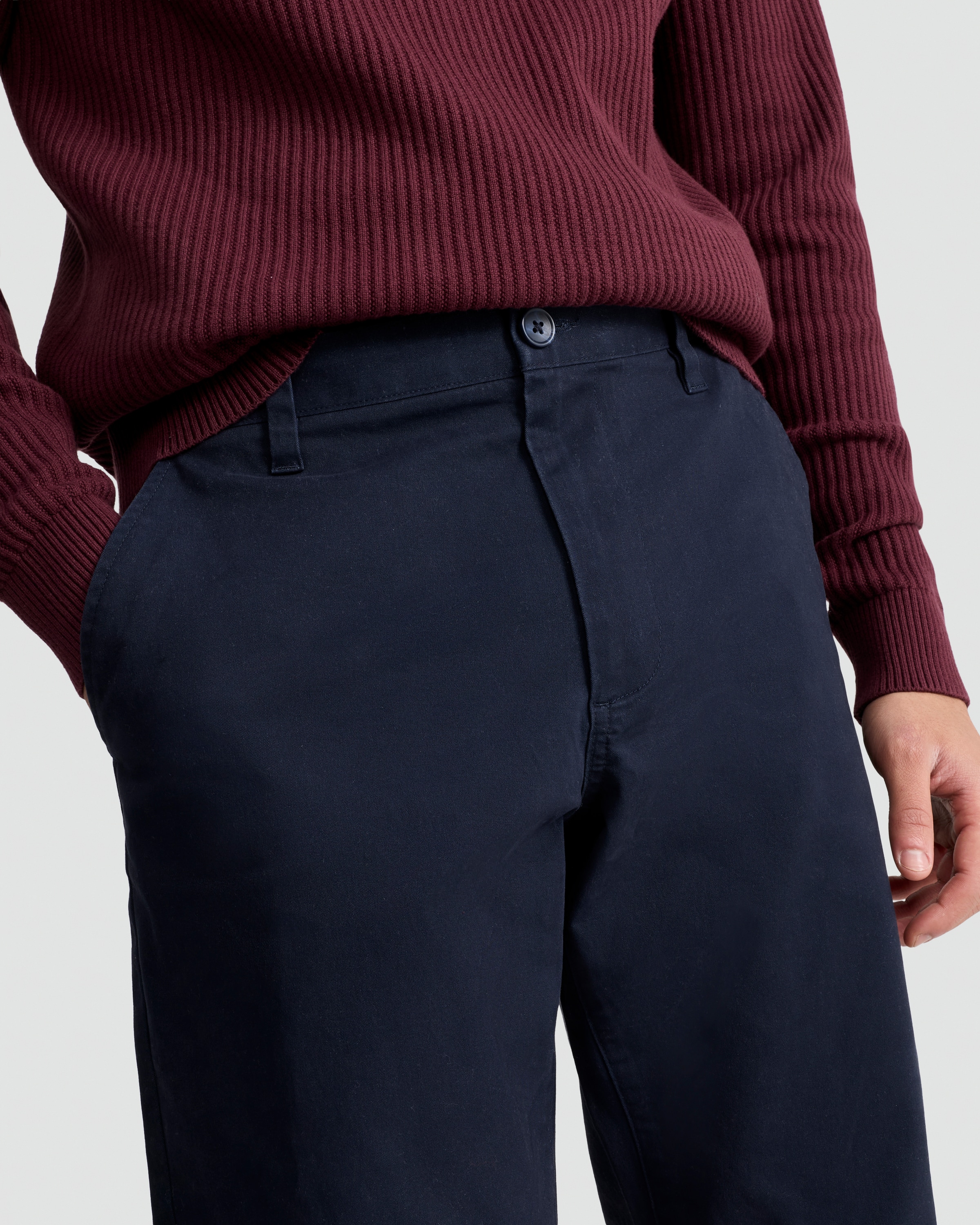 F&F Cotton Rich Tailored Slim Fit Chino Trousers in Navy thumbnail 2