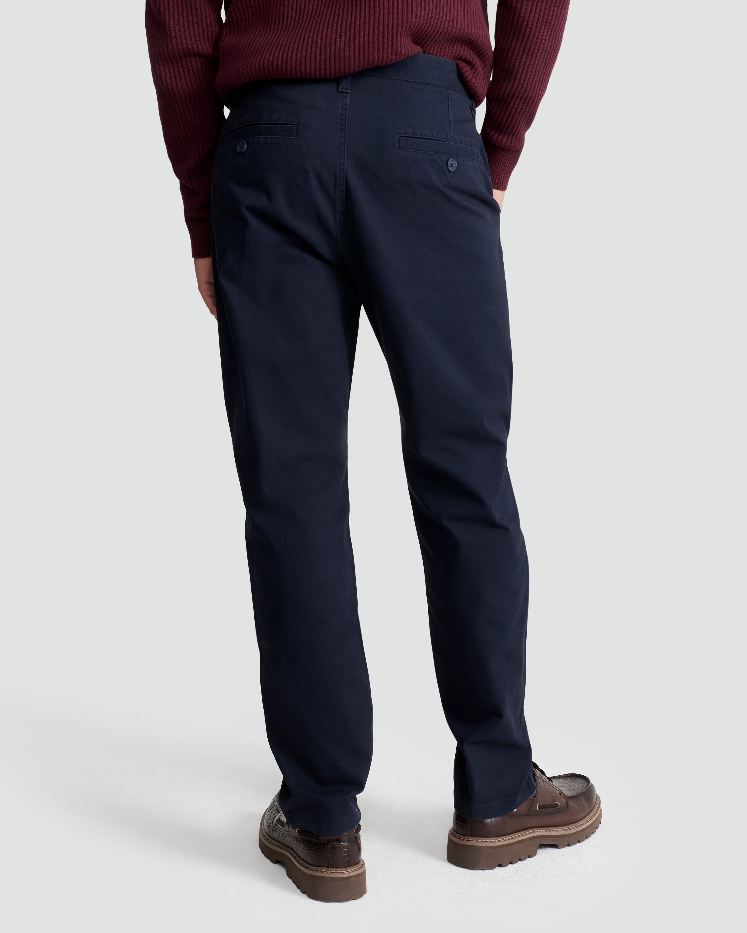F&F Cotton Rich Tailored Slim Fit Chino Trousers in Navy thumbnail 3