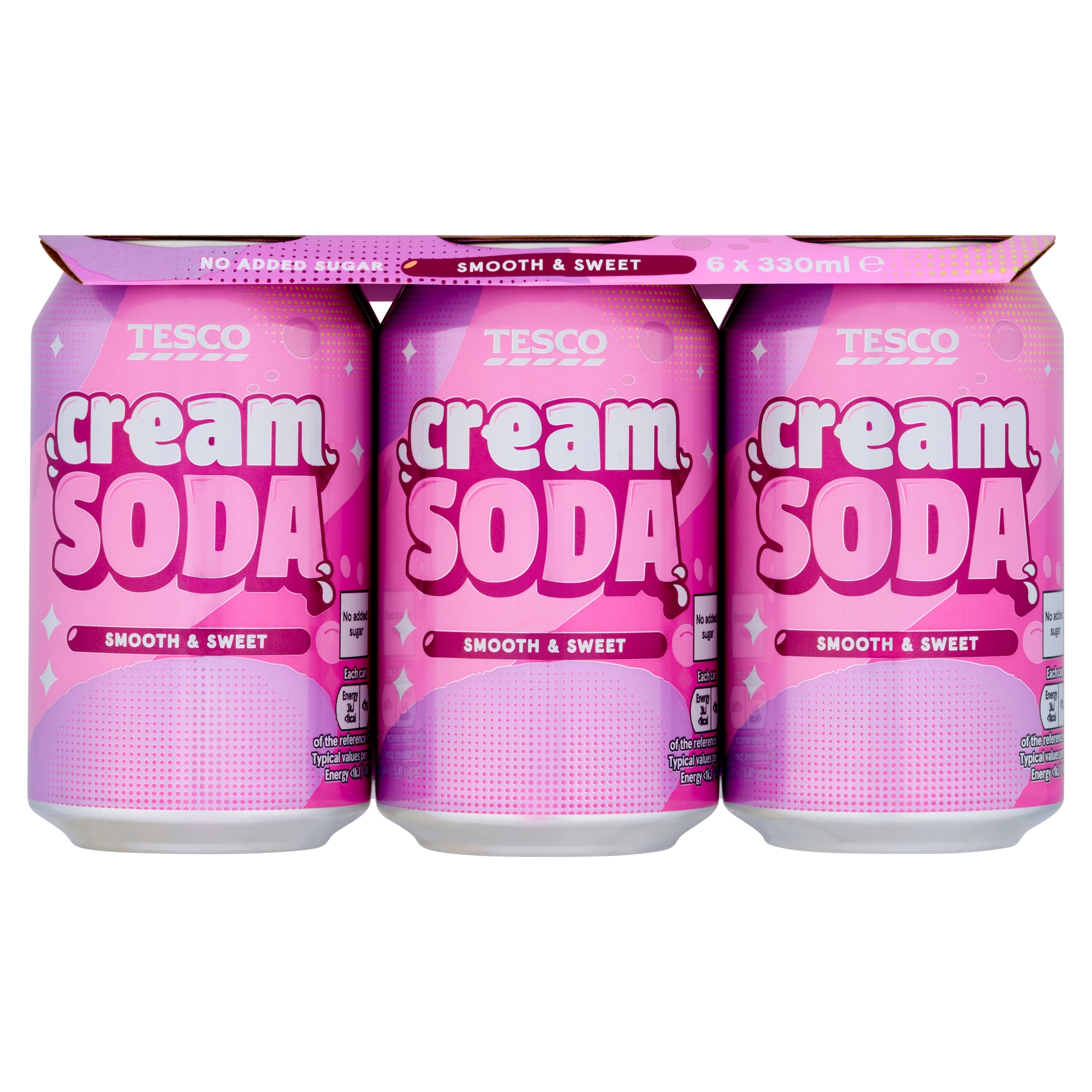 Tesco No Added Sugar Cream Soda Cans 6x330ml