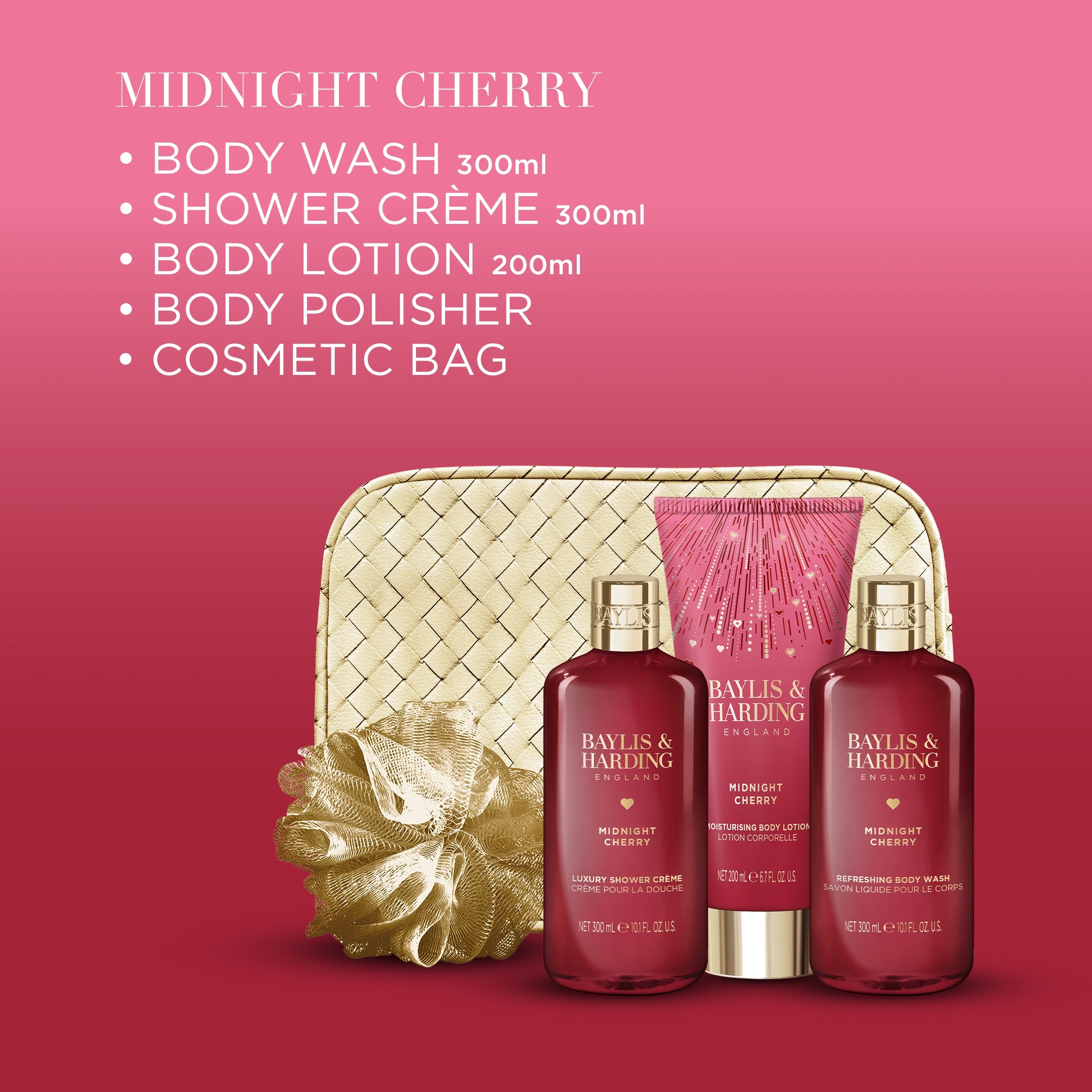BAYLIS & HARDING Midnight Cherry Luxury Vanity Bag Gift thumbnail 3