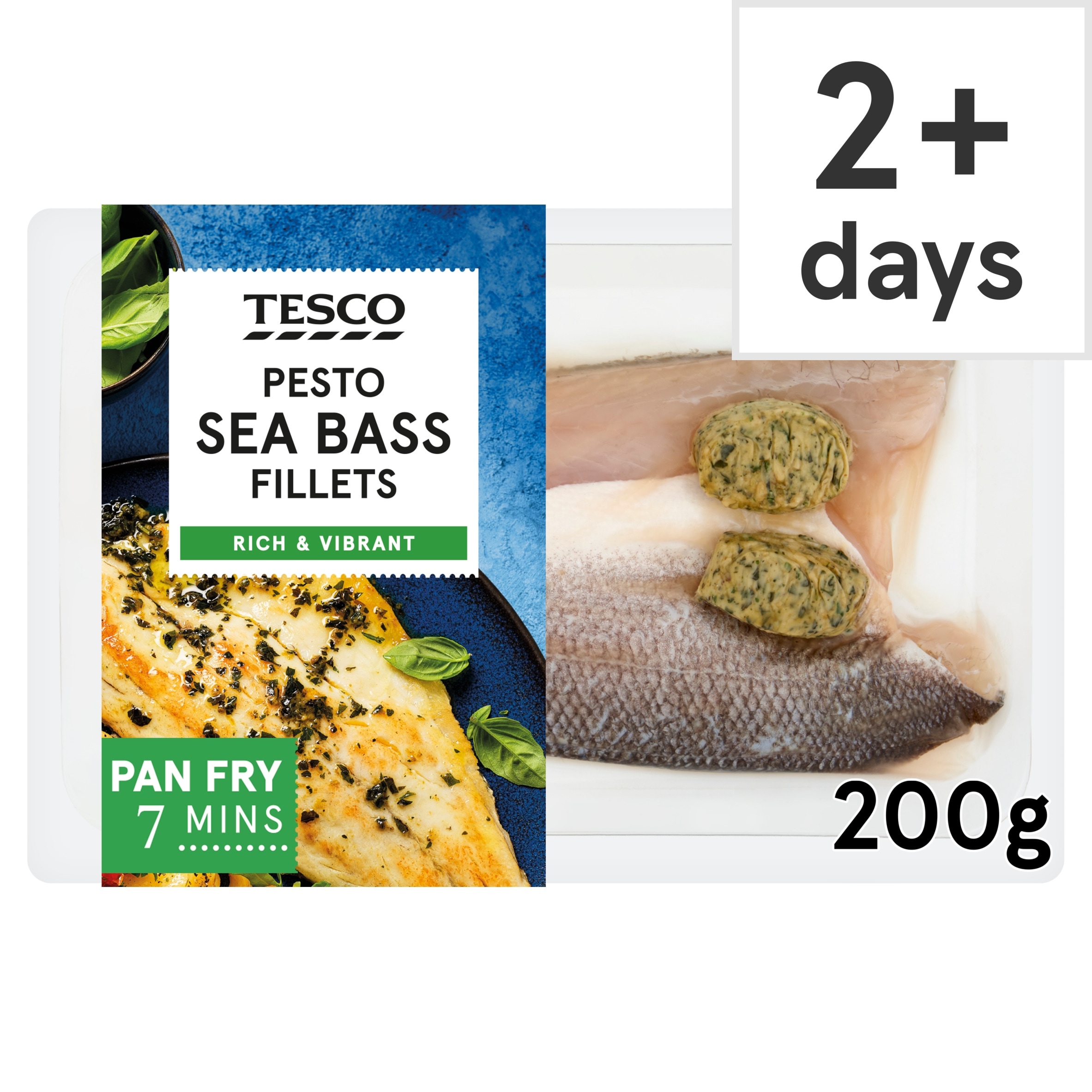 Tesco Pesto Butter Sea Bass Fillets 200g
