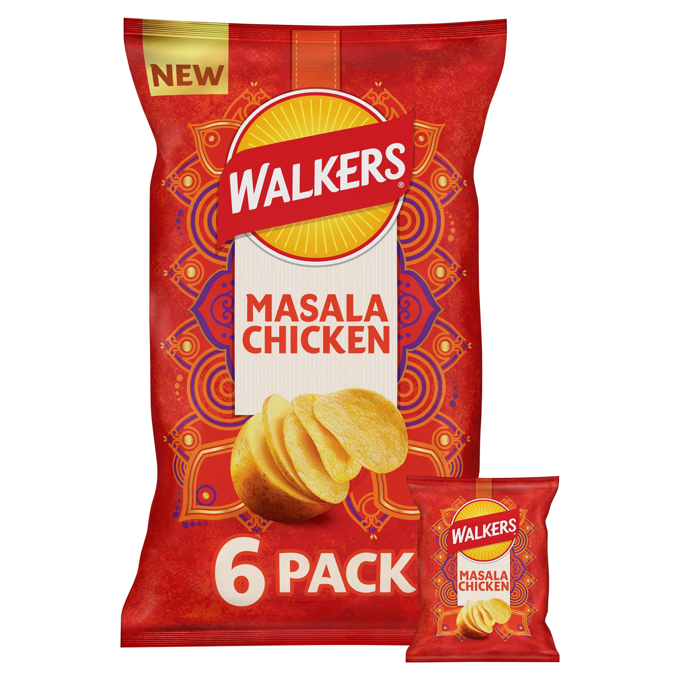 Walkers Crisps Masala Chicken Flavour Multipack 6x25g