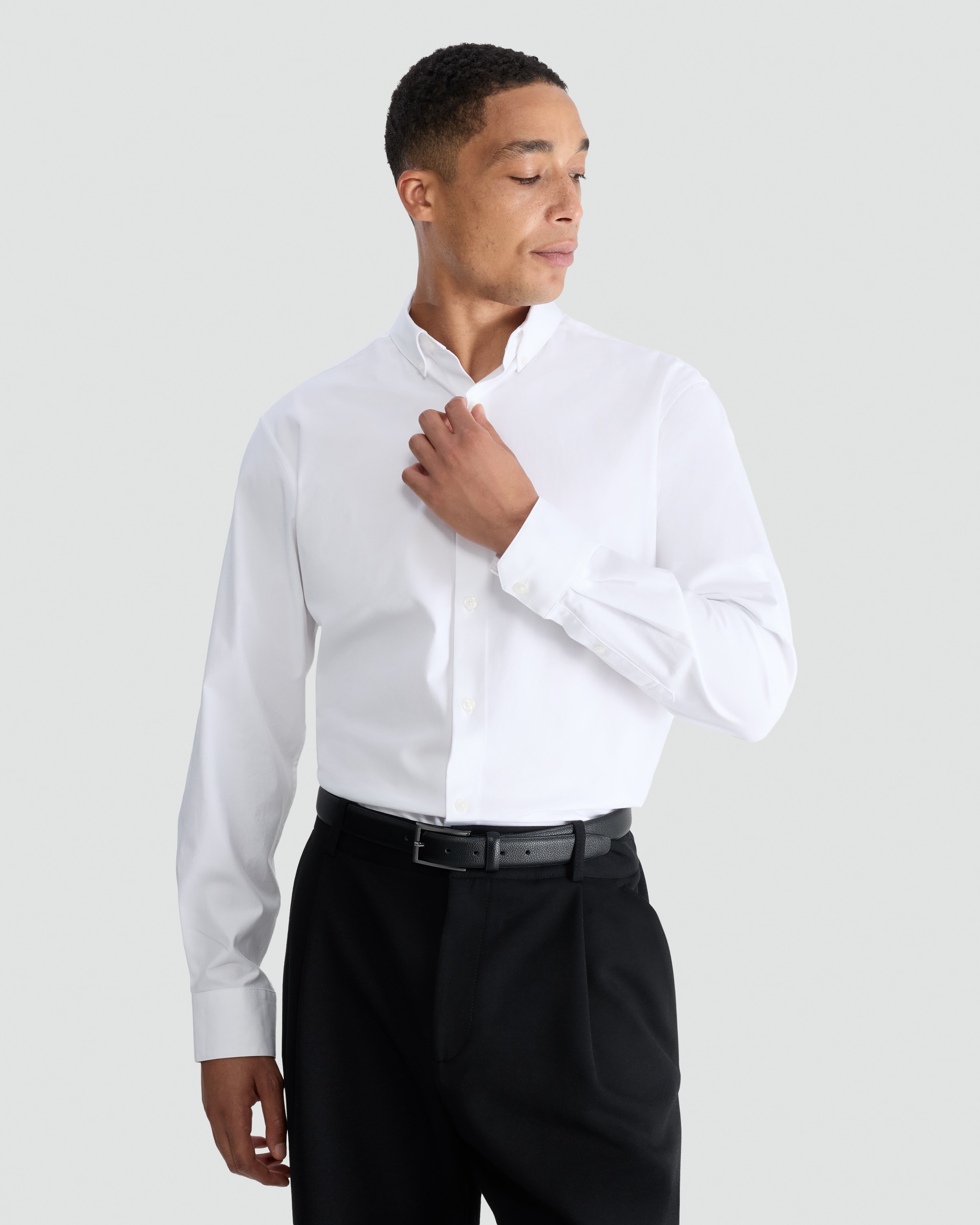 F&F Regular Fit Stretch Button Down Collar Formal Shirt in White thumbnail 2