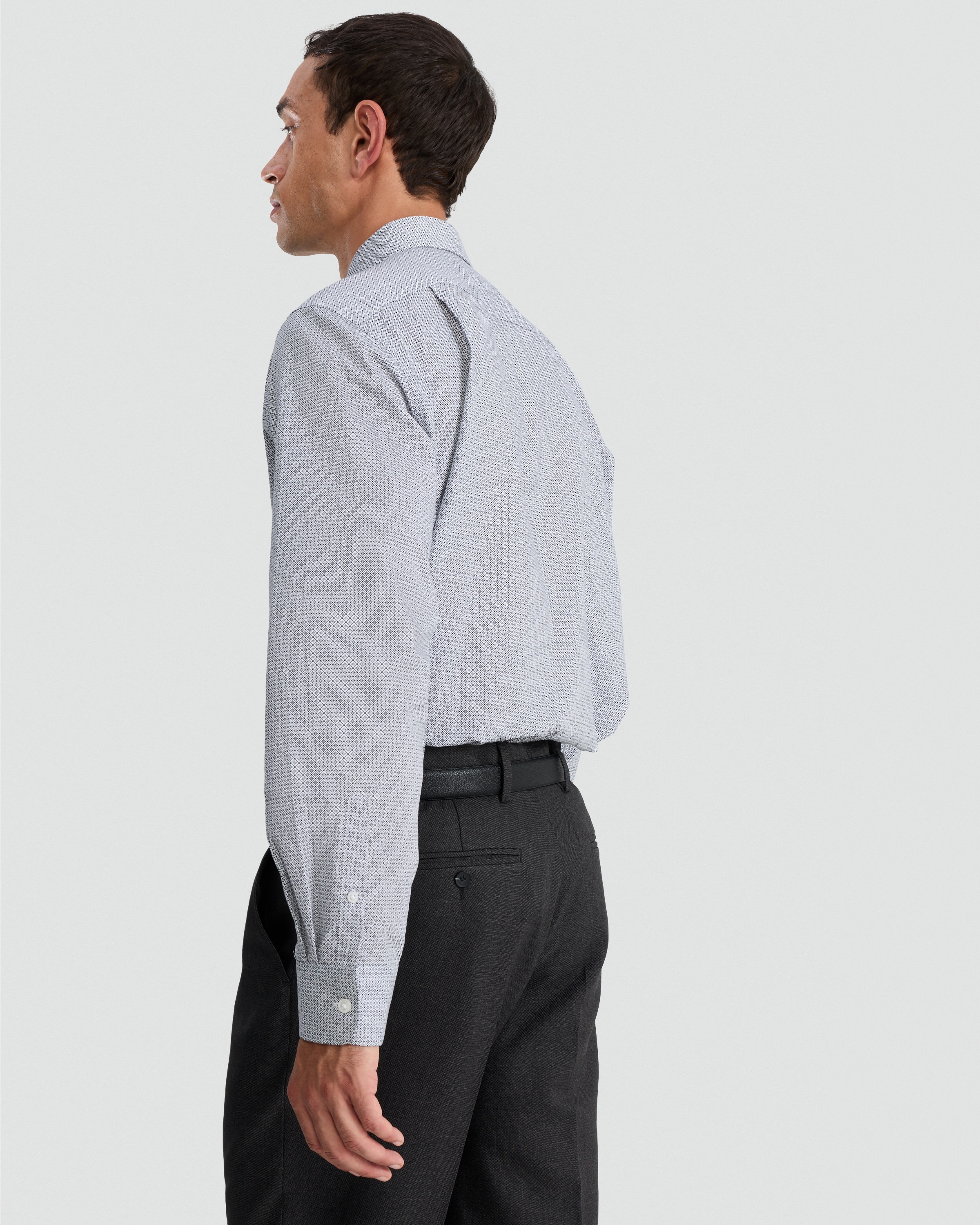 F&F Regular Fit Geometric Print Long Sleeved Formal Shirt in Grey thumbnail 2
